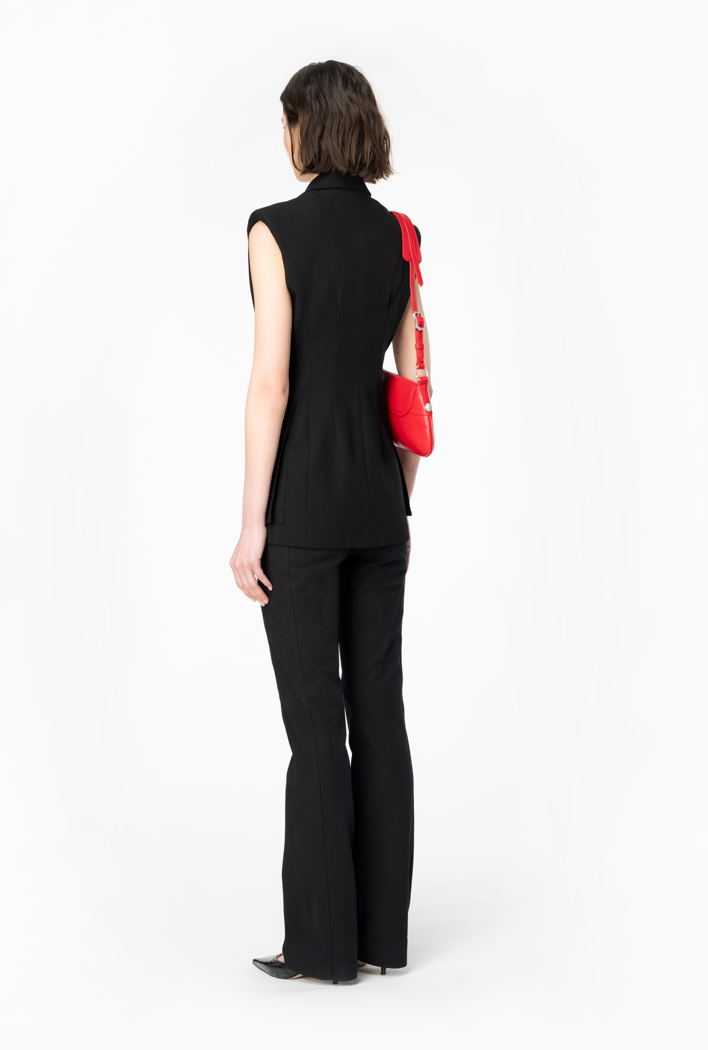 SLEEVELESS STRETCH TRICOTINE BLAZER - 5