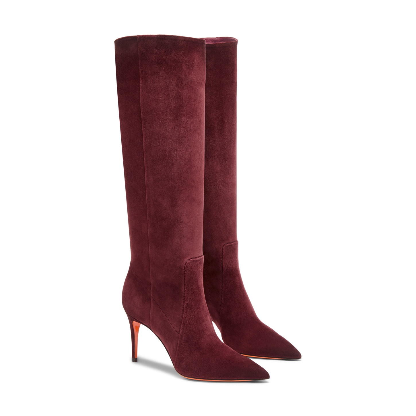 Women's burgundy suede high-heel boot - 2