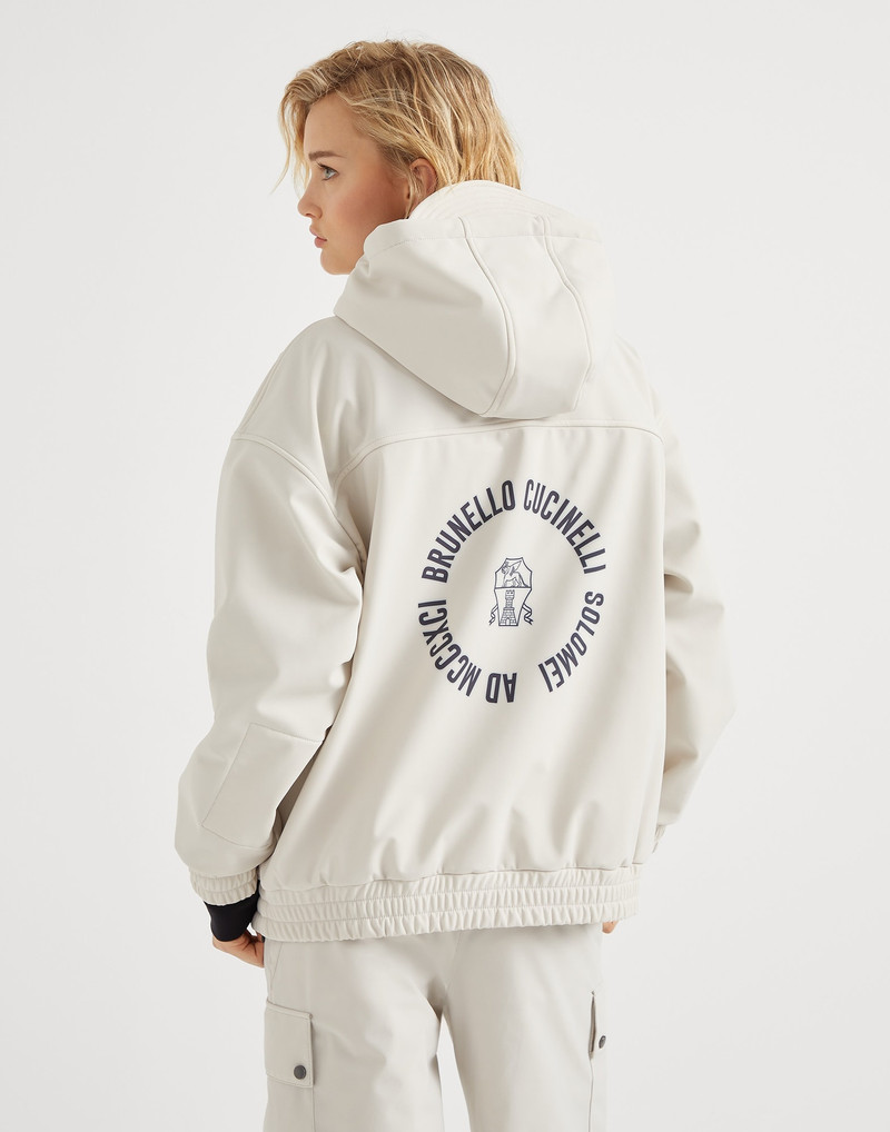Brunello Cucinelli Bonded techno fabric hooded mountain jacket with Thermore® padding and precious half zip outlook
