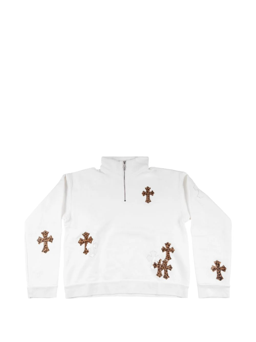 leopard-print cross patch sweatshirt - 1