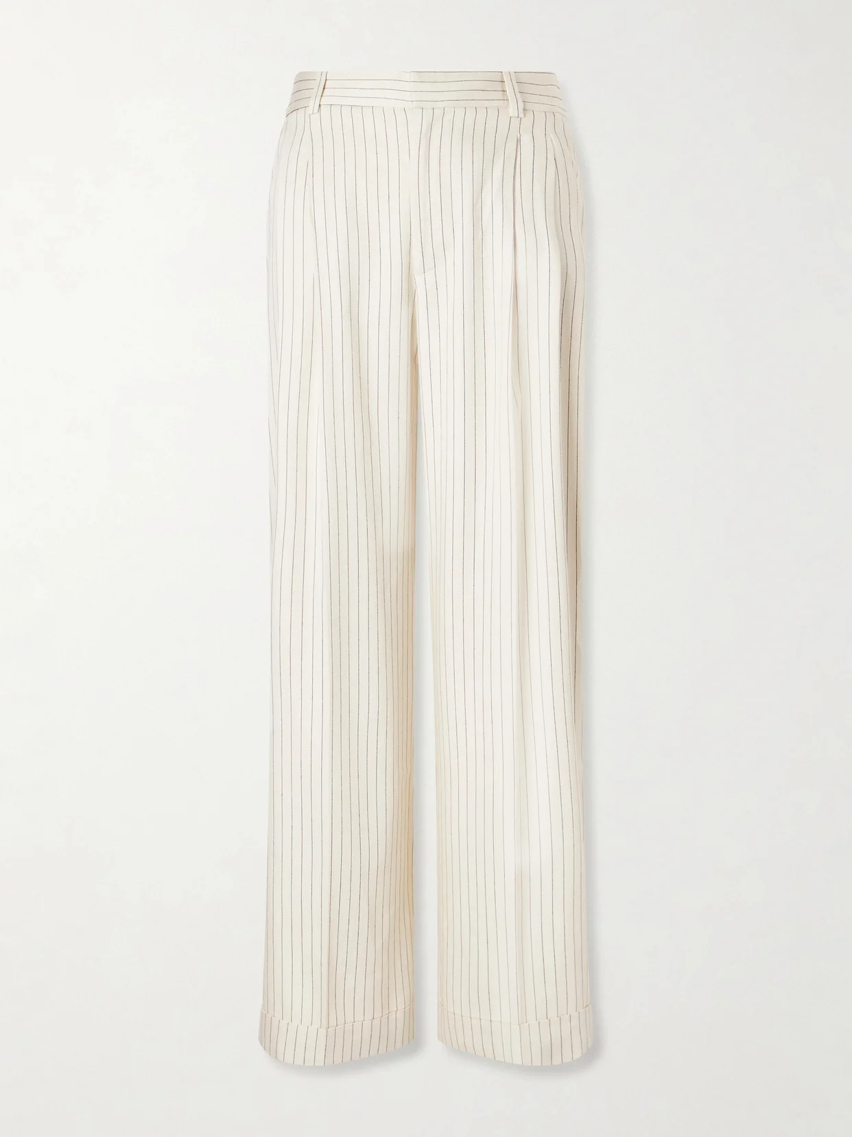 Avenue Pleated Striped Woven Wide-leg Pants - 1