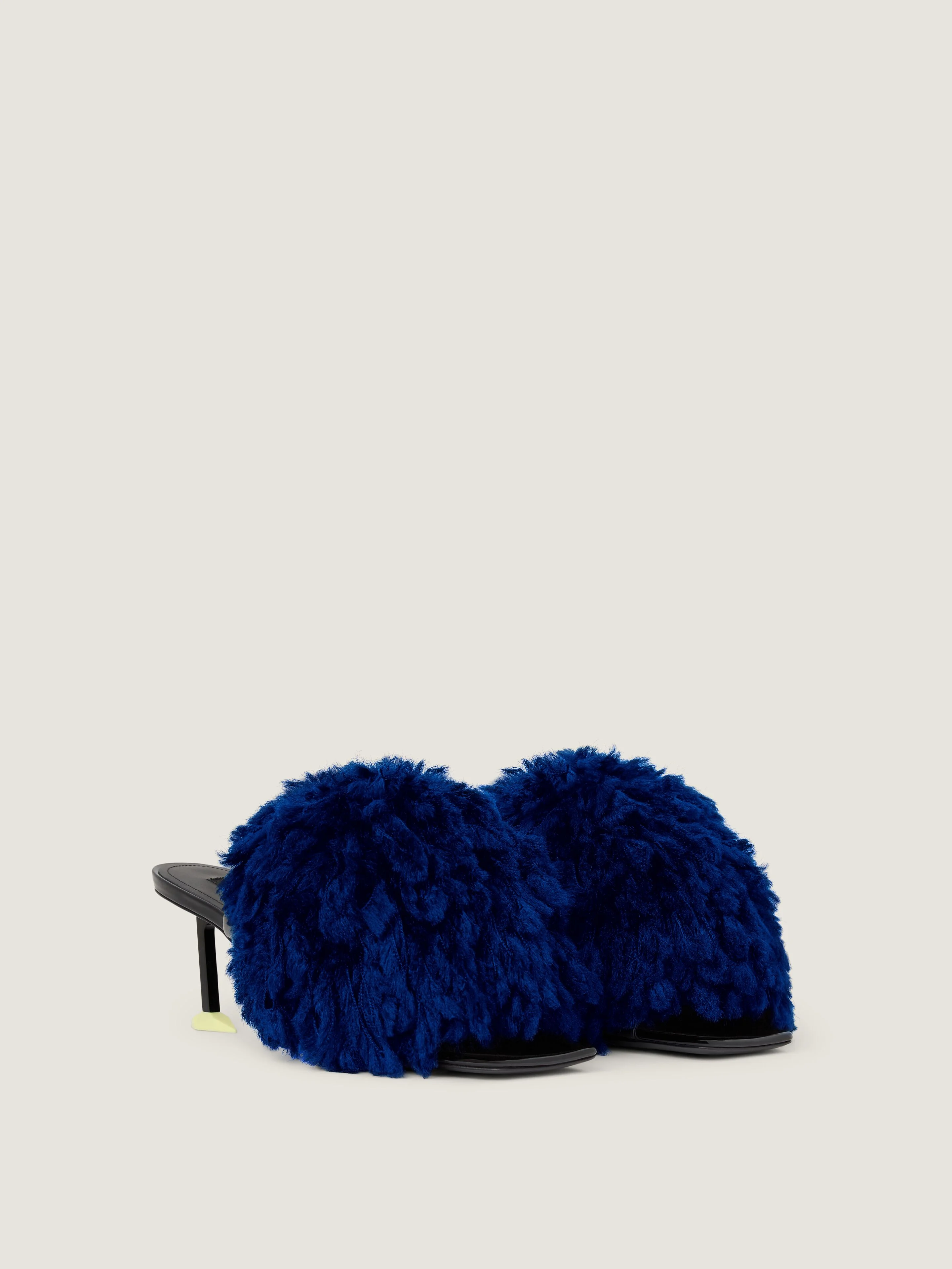 POMPOM MULES IN PATENT LEATHER AND KNIT - 1