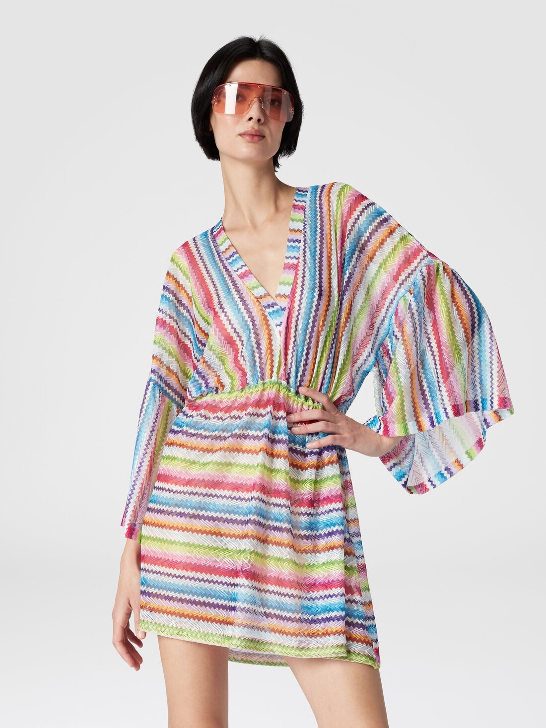 Kaftan short cover-up with zig zag print - 4
