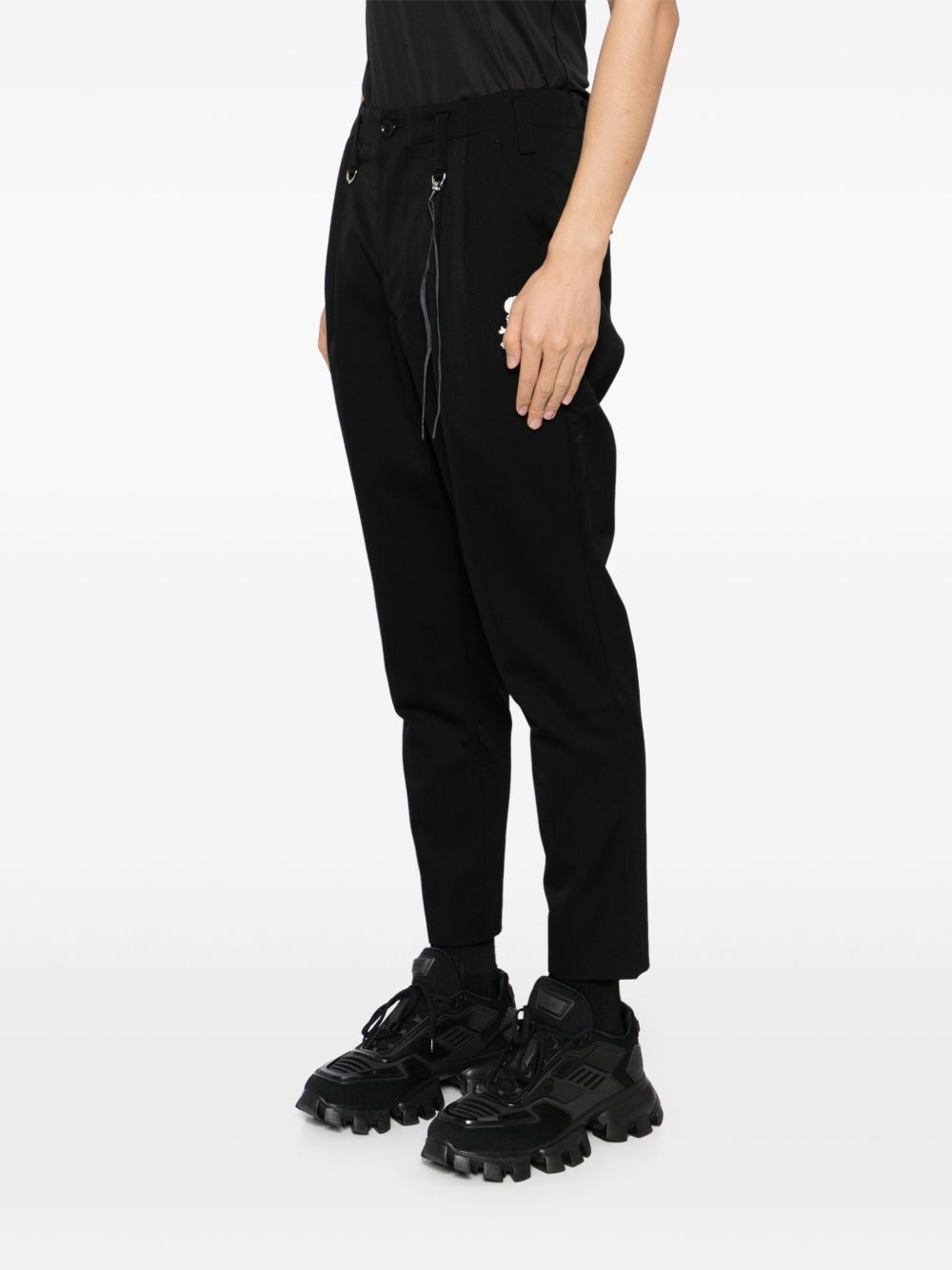 embroidered-logo tapered trousers - 3