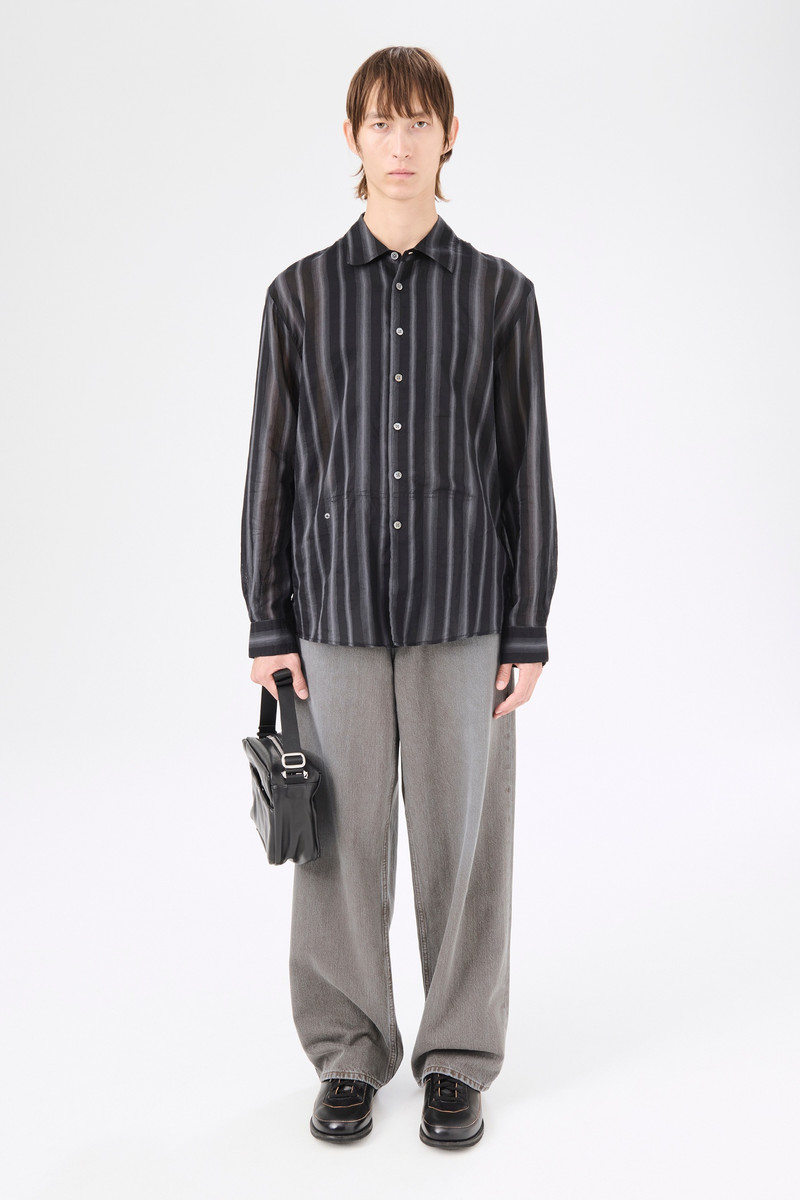 Our Legacy Adorn Shirt Noir Stripe Sheer Cotton Silk outlook