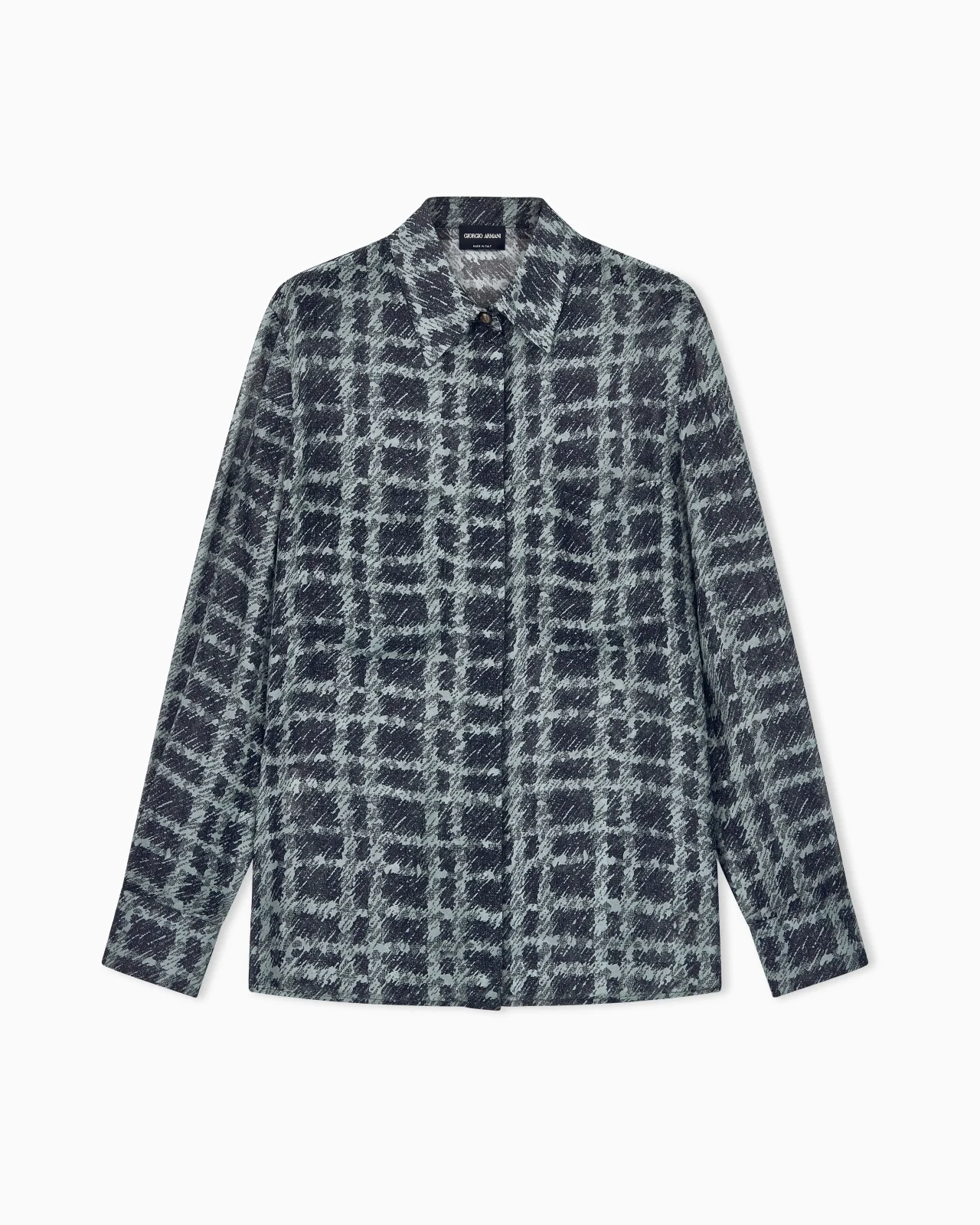 SHIRT REGULAR FIT CHECK SILK CHIFFON WITH PATCH POCKETS - 1