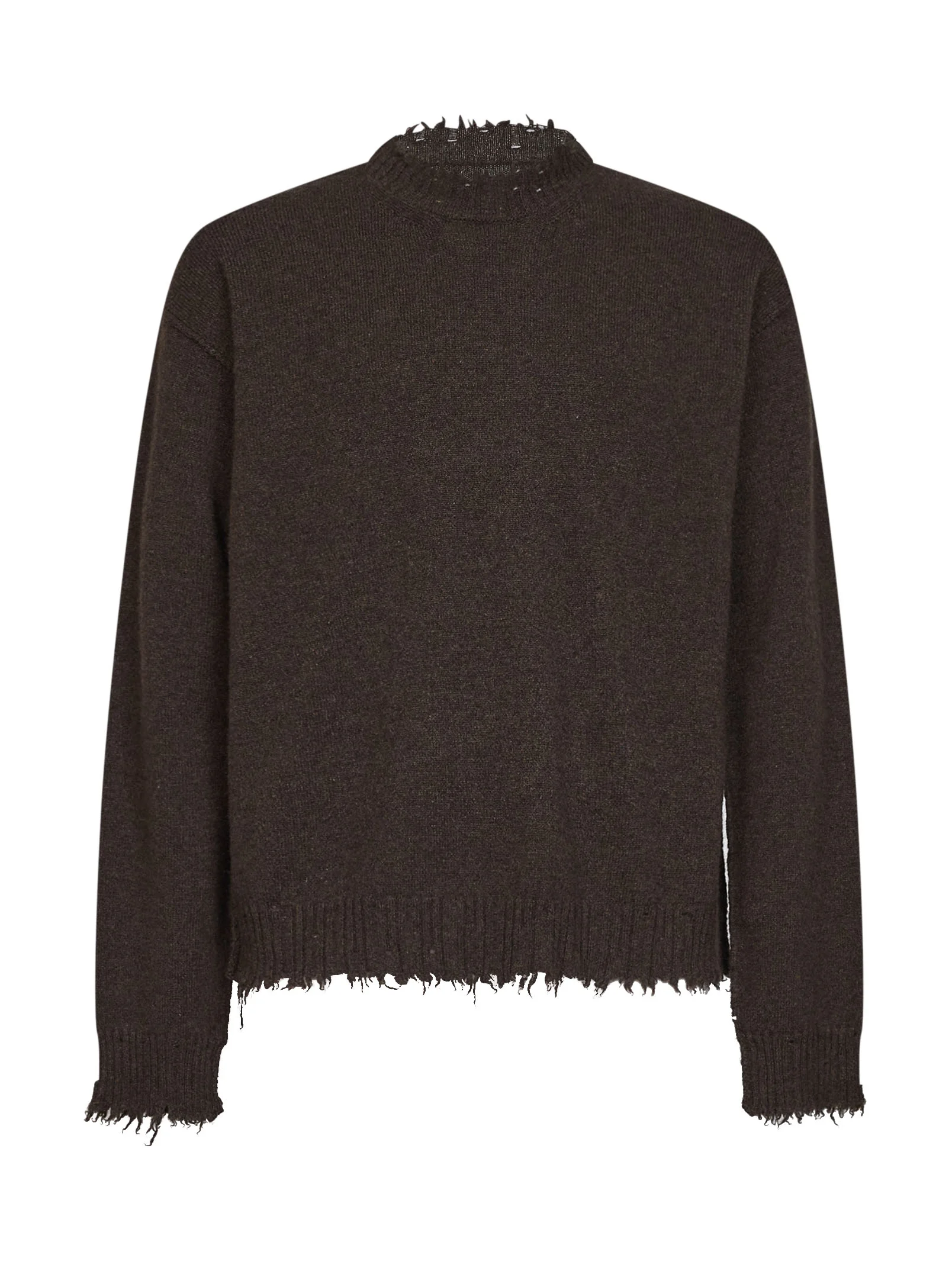 Brown cashmere knit crewneck sweater - 1