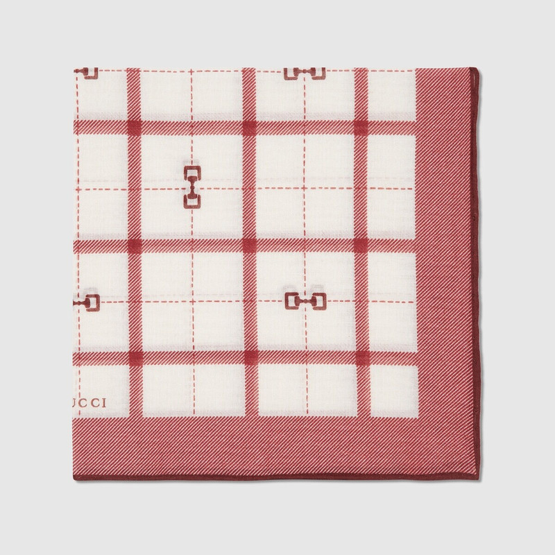 GUCCI Horsebit check cotton pocket square outlook