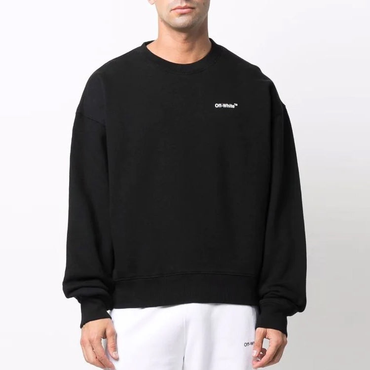 Men's Off-White SS22 Round Neck Pullover Arrow Pattern Printing Loose Fit Black OMBA058C99FLE0021001 - 2