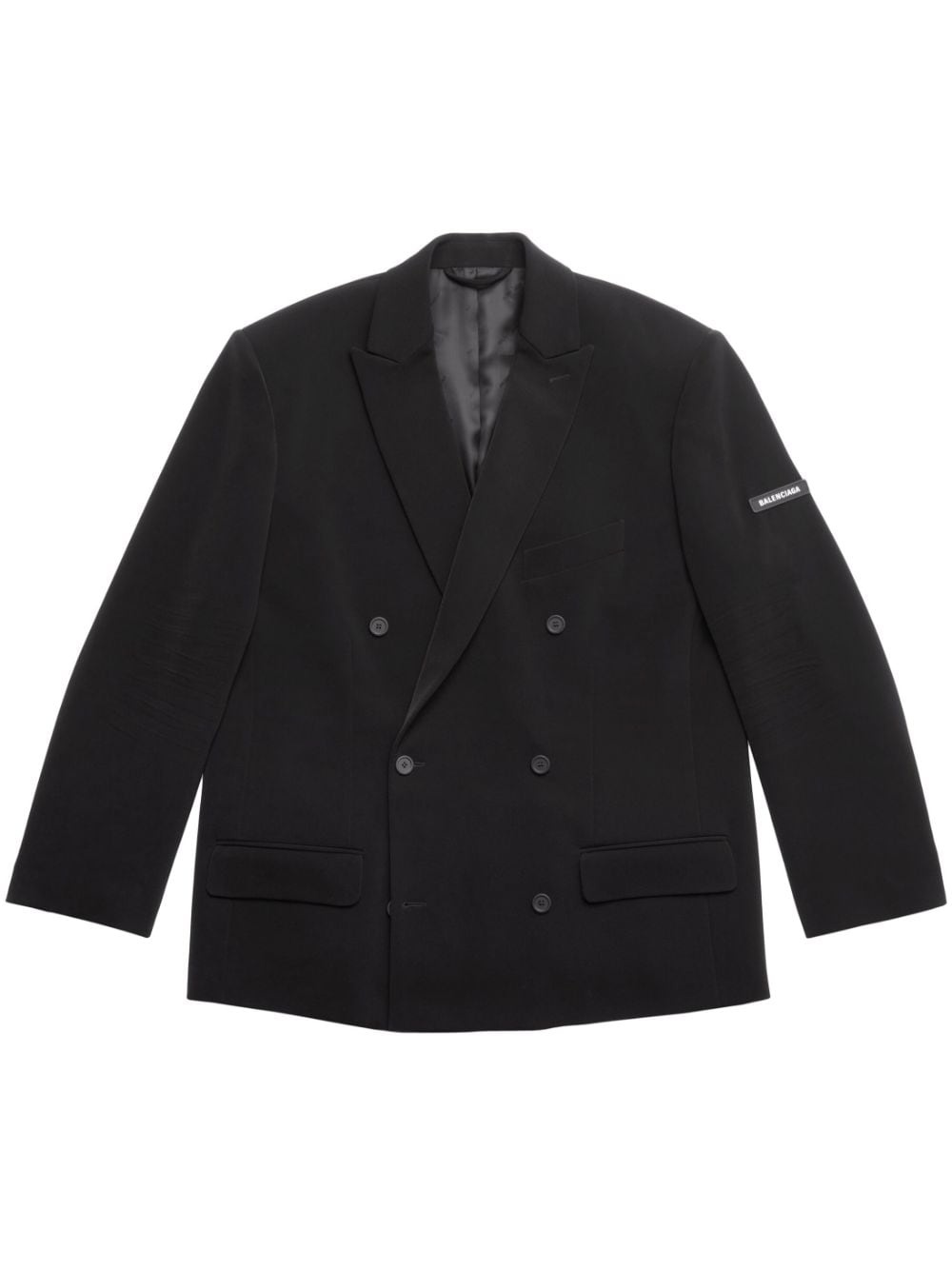 logo-patch double-breasted blazer - 1