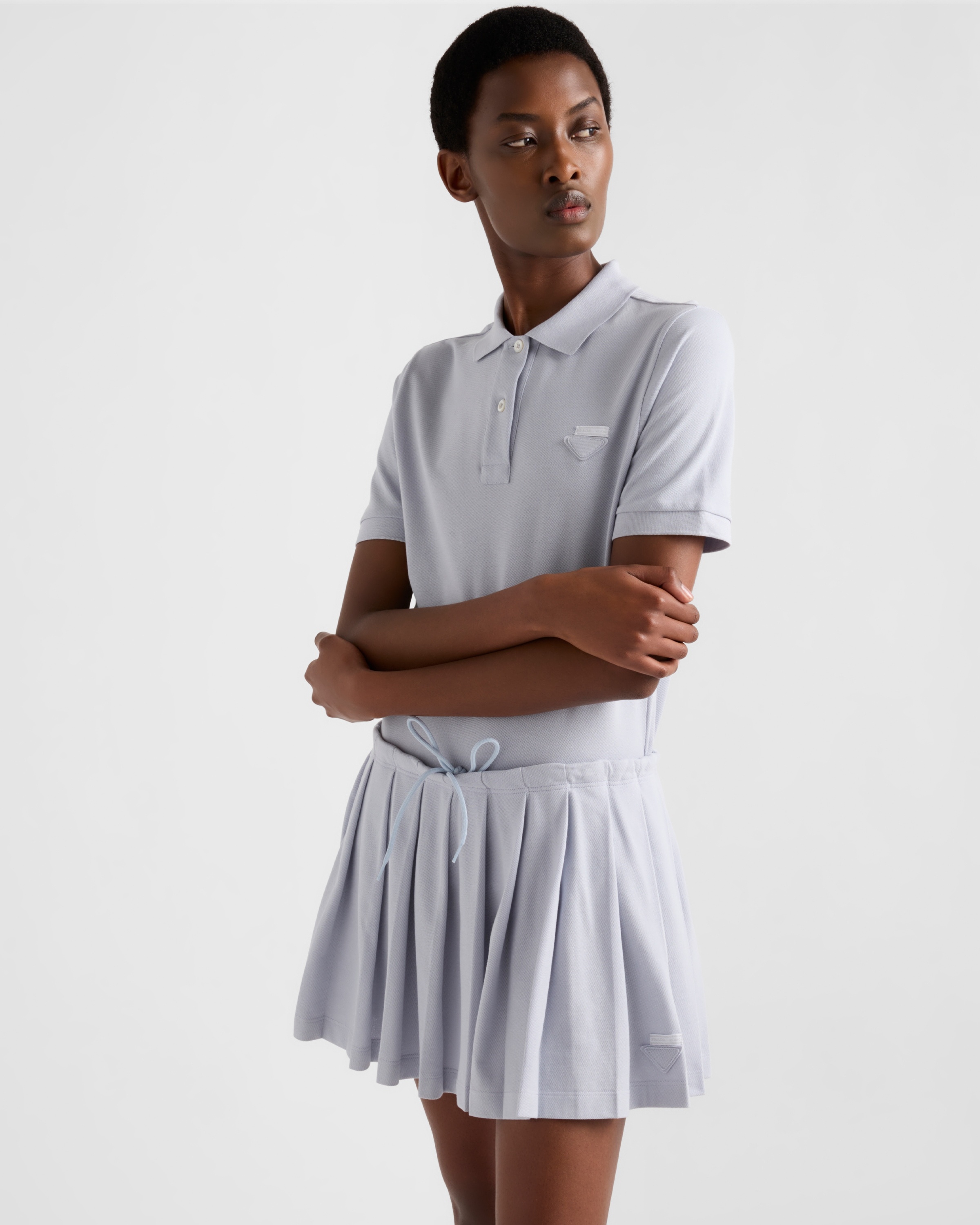 Pleated piqué miniskirt - 3