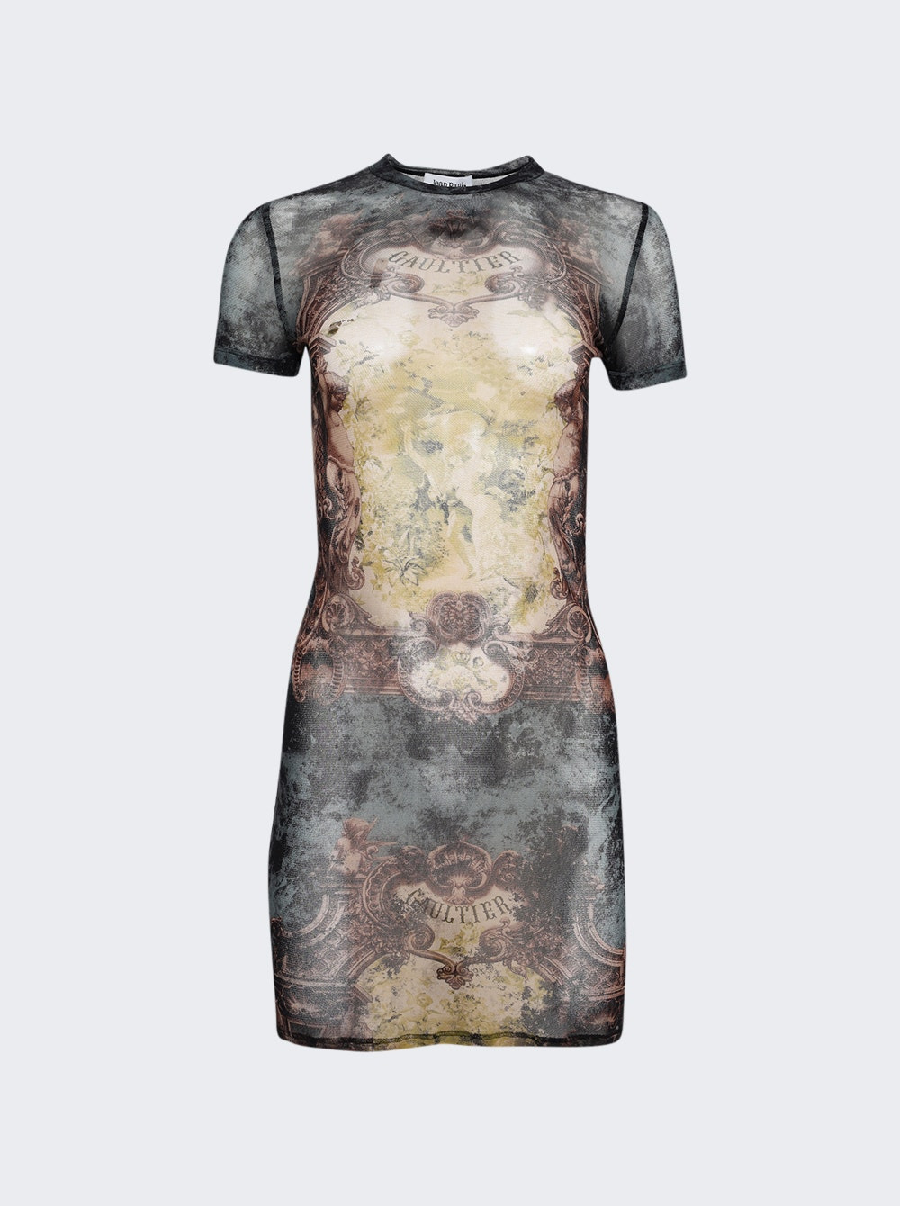 Mesh Short Dress Médaillon Print - 1