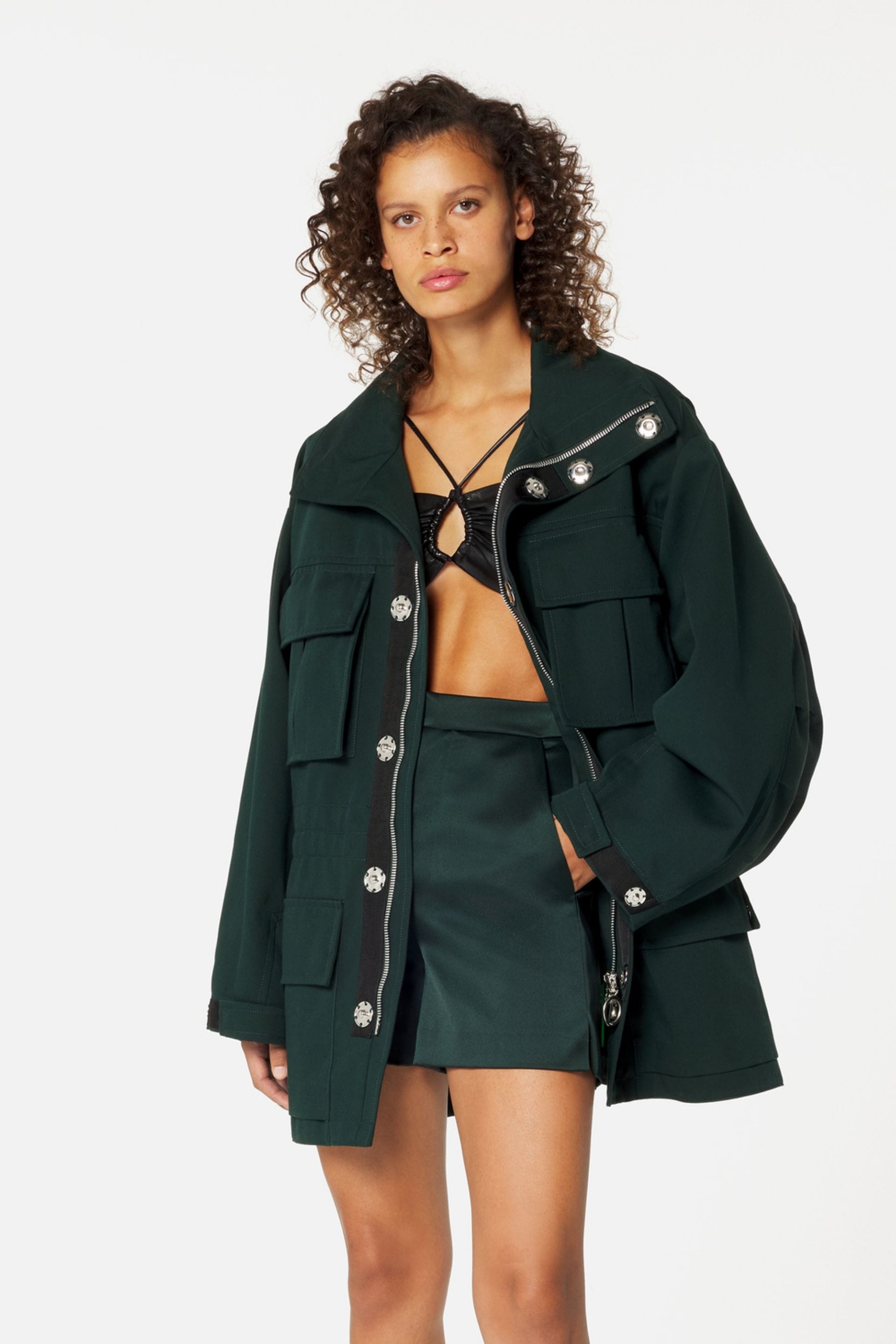 Zipped Parka With Elasticated Waist And Patch Pockets - 2