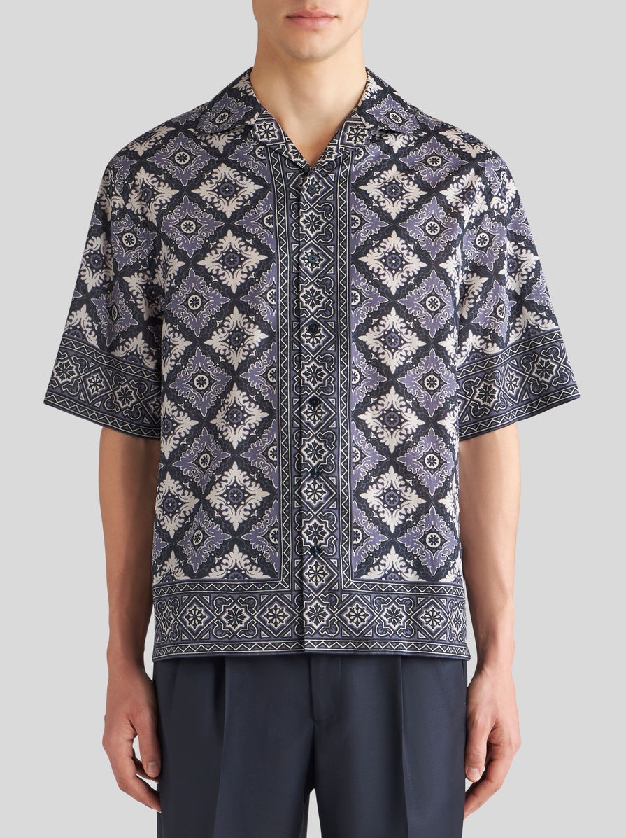 PRINTED COTTON BOWLING SHIRT - 2