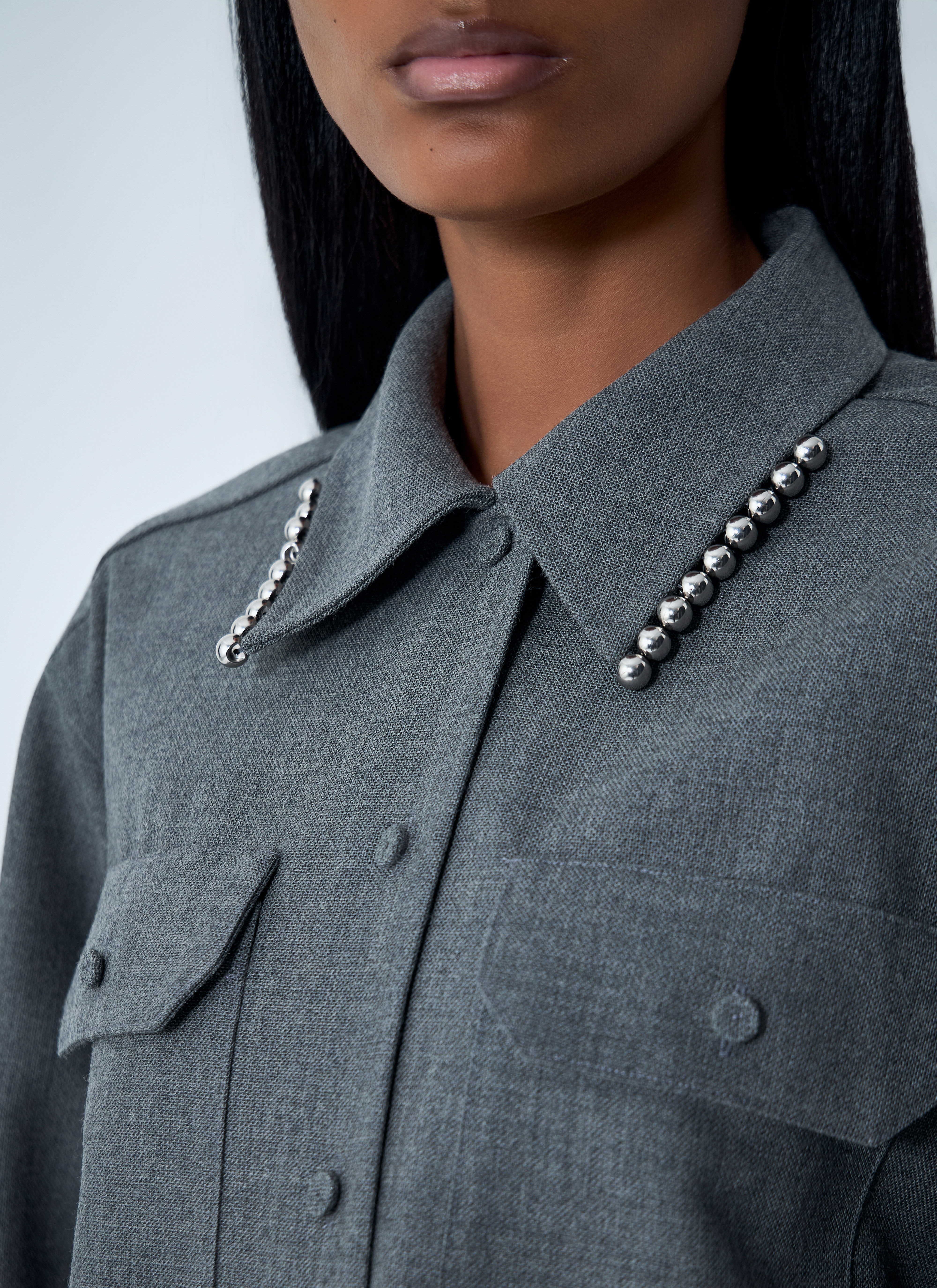 Bead Embellished Wool Shirt - 5