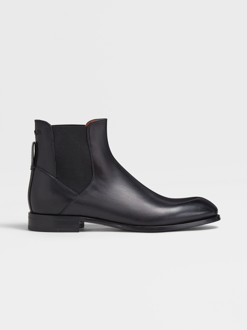 BLACK HAND-BUFFED LEATHER VIENNA BLAKE CHELSEA BOOTS 1