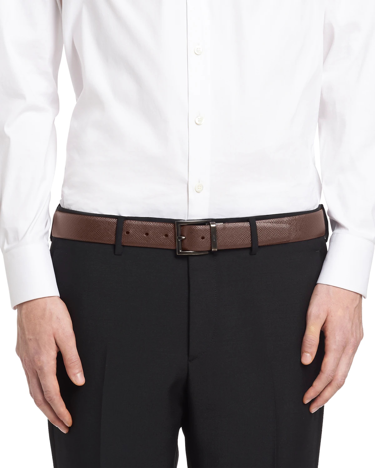 Saffiano Leather Reversible Belt - 4