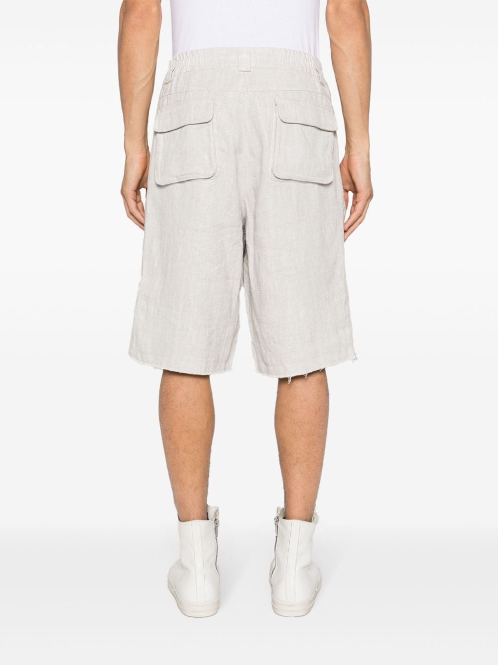 linen blend cargo shorts - 4