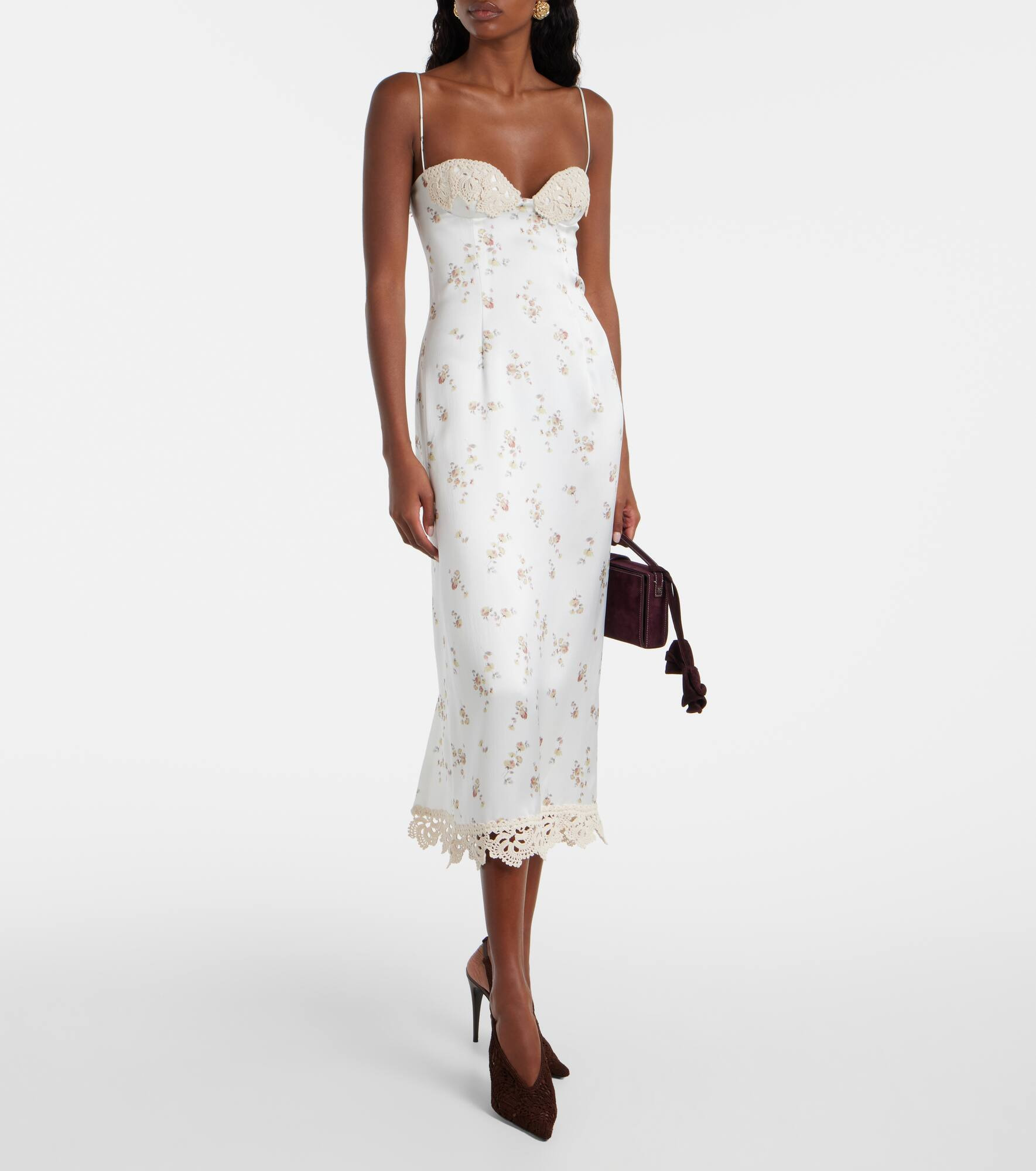 Crochet-trimmed leather slingback pumps - 3