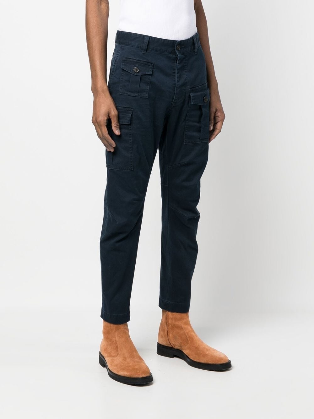 slim-cut cargo trousers - 3