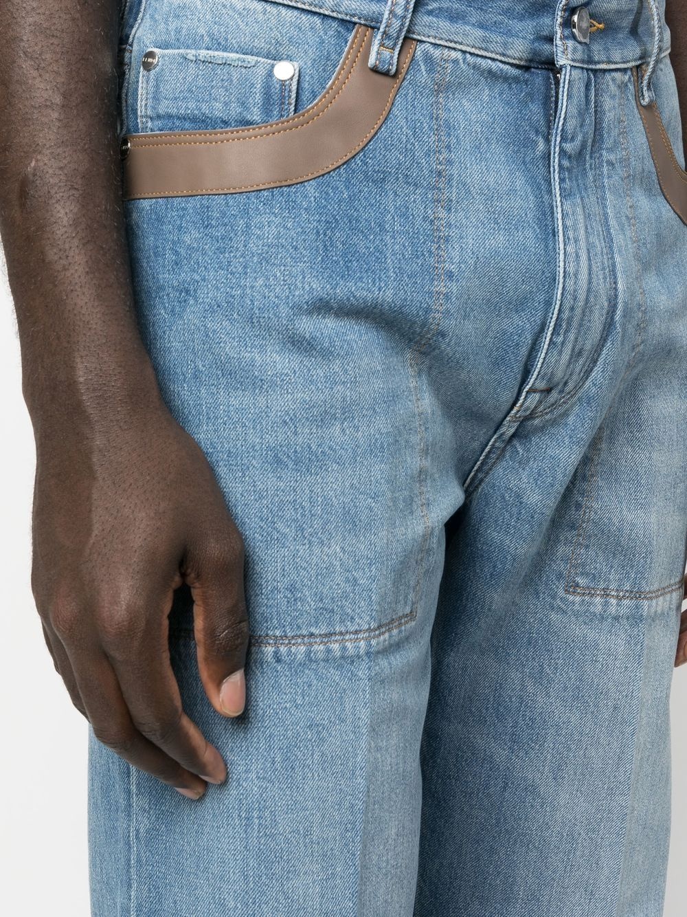contrast-detail straigh-leg jeans - 5