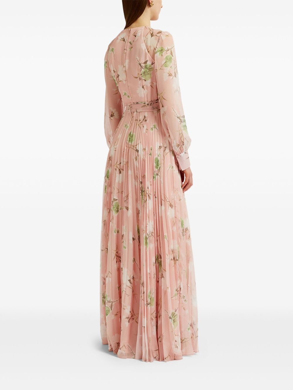 pleated floral maxi dress - 4