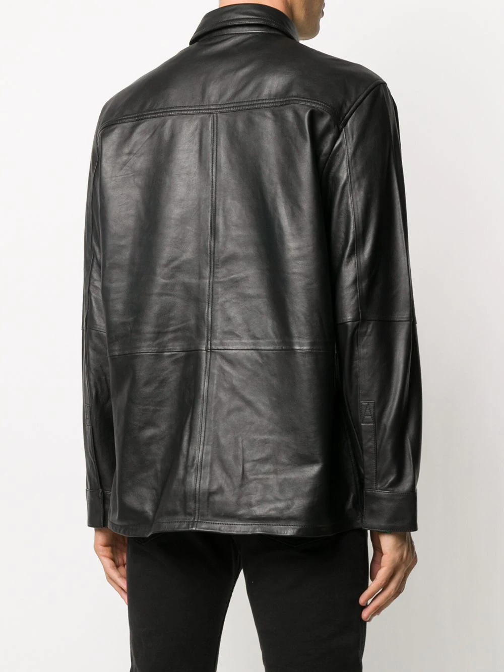 long-sleeved oversize leather shirt - 4