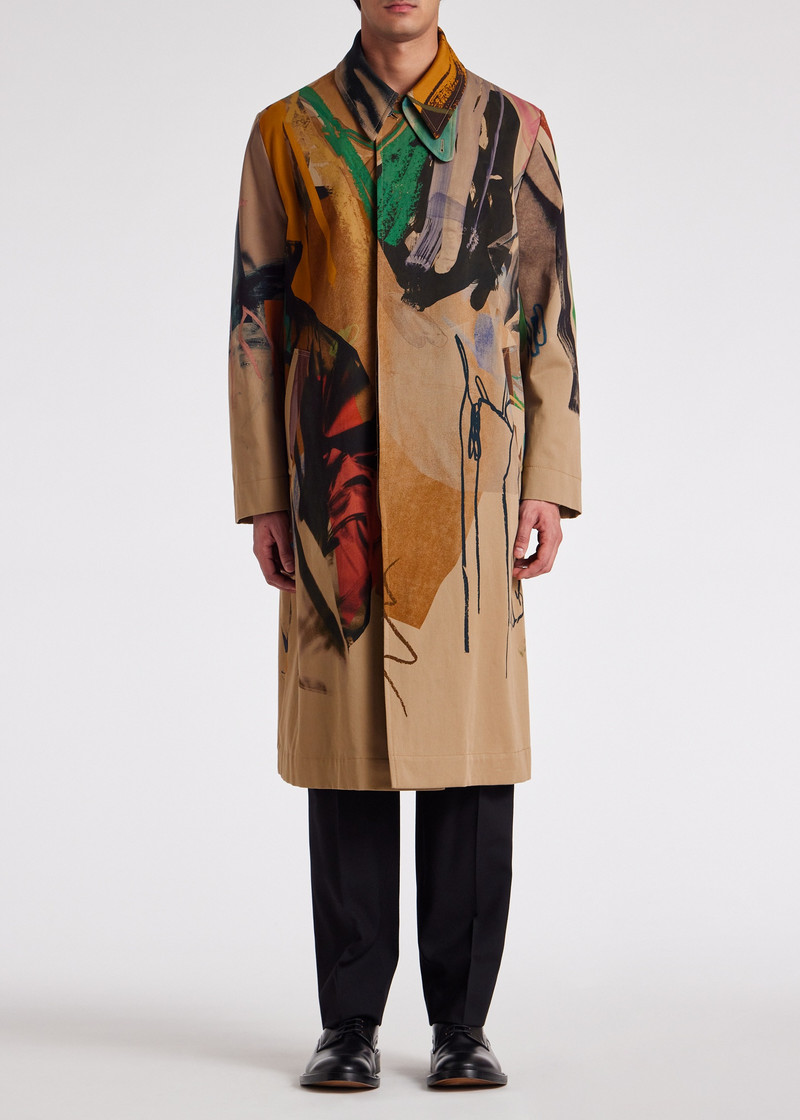 Oversized 'Life Drawing' Print Trench Coat 5