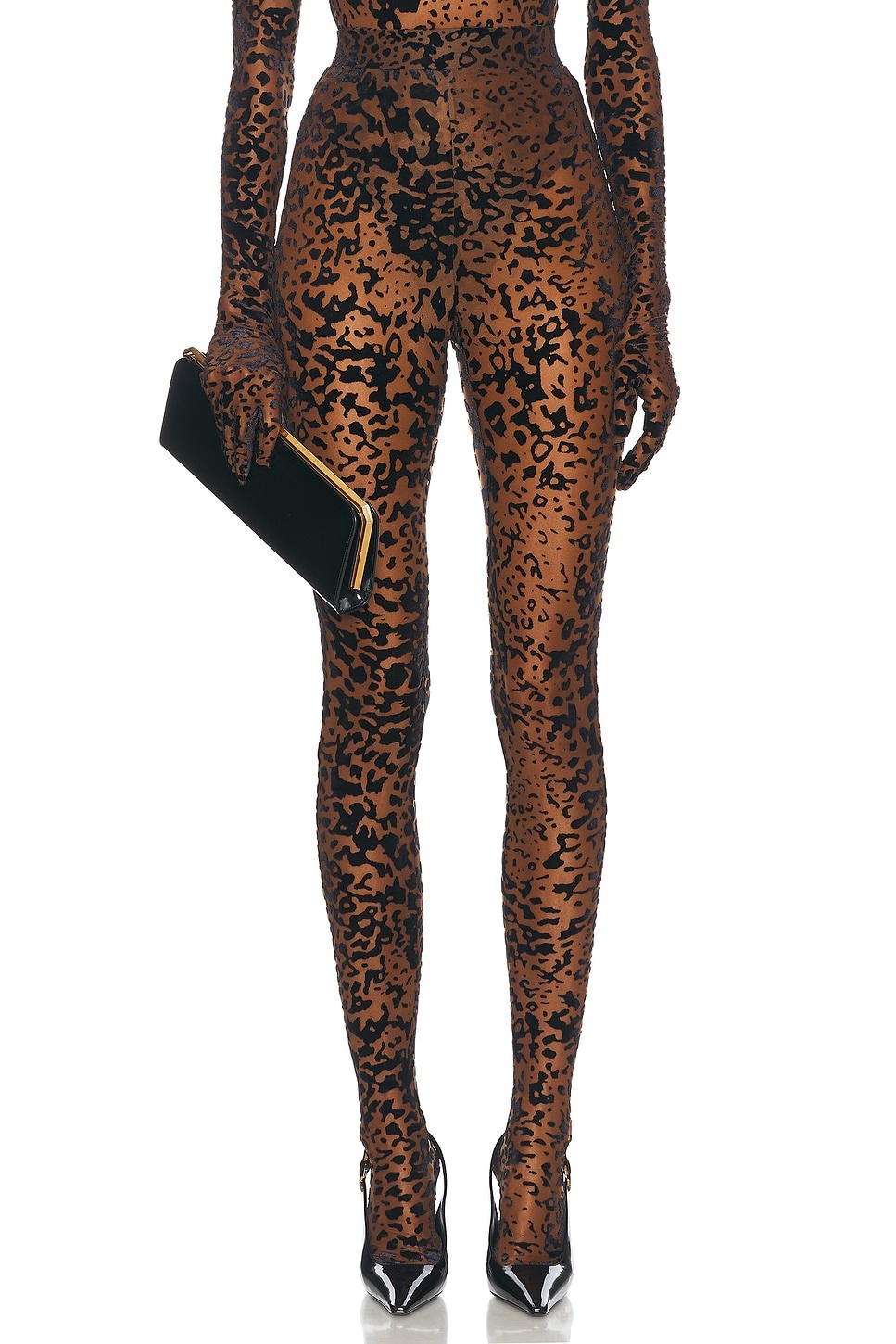 Leopard Burnout Mesh Stocking - 1