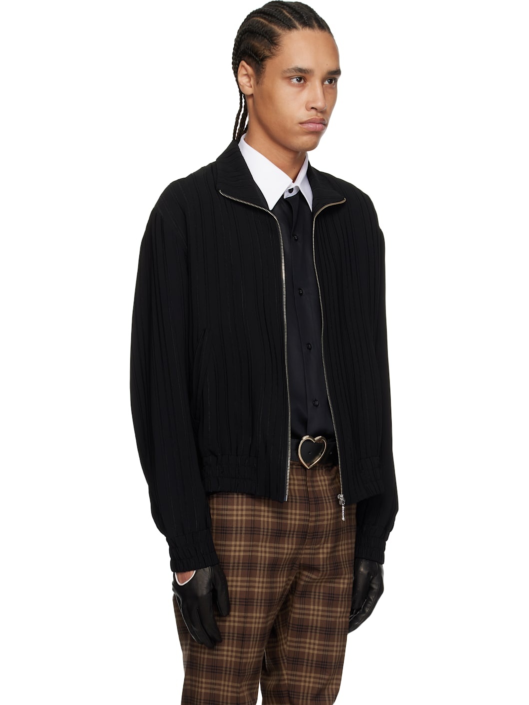 Black Pin Stripe Track Jacket - 2