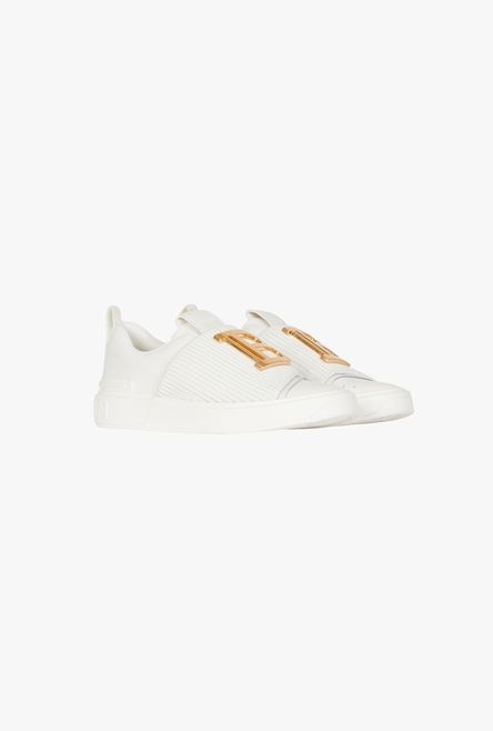 White leather B-Court sneakers with golden Balmain monogram - 2