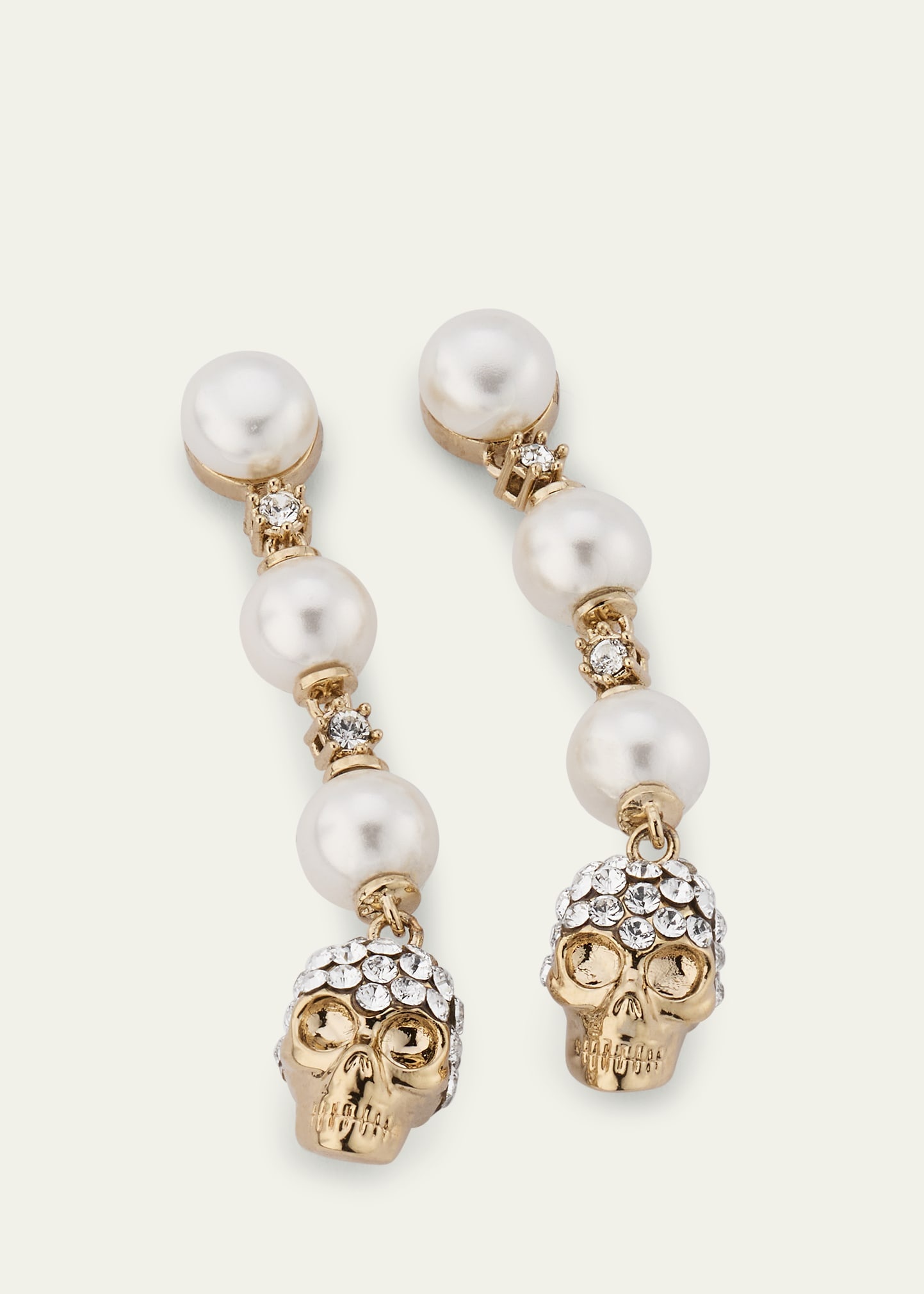Pearly Skull Drop Earrings - 3