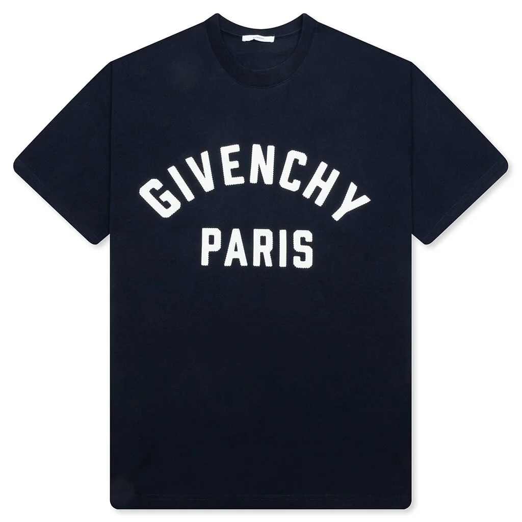 PATCH SILK T-SHIRT - NAVY/WHITE - 1