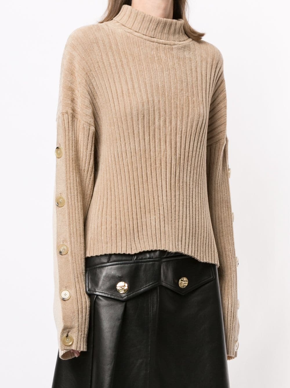 velvet mock-neck jumper - 3