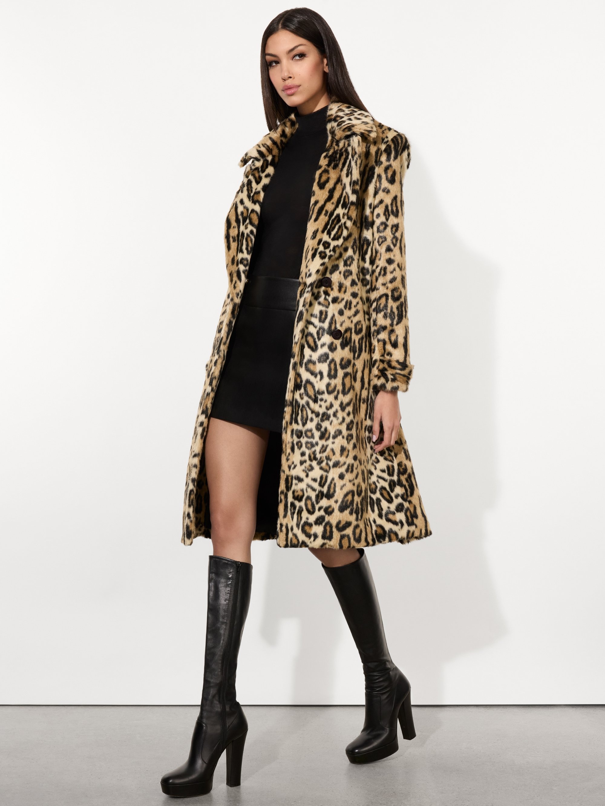 NICHOLAS OVERSIZED DOUBLE BREASTED FAUX FUR COAT - 2