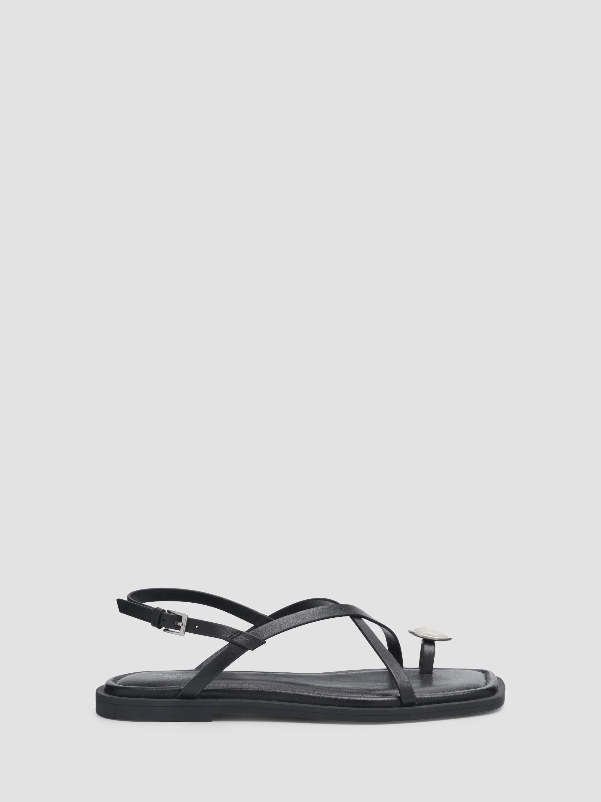 Women's Remi Leather Toe Ring Flat Sandals - Black - 1