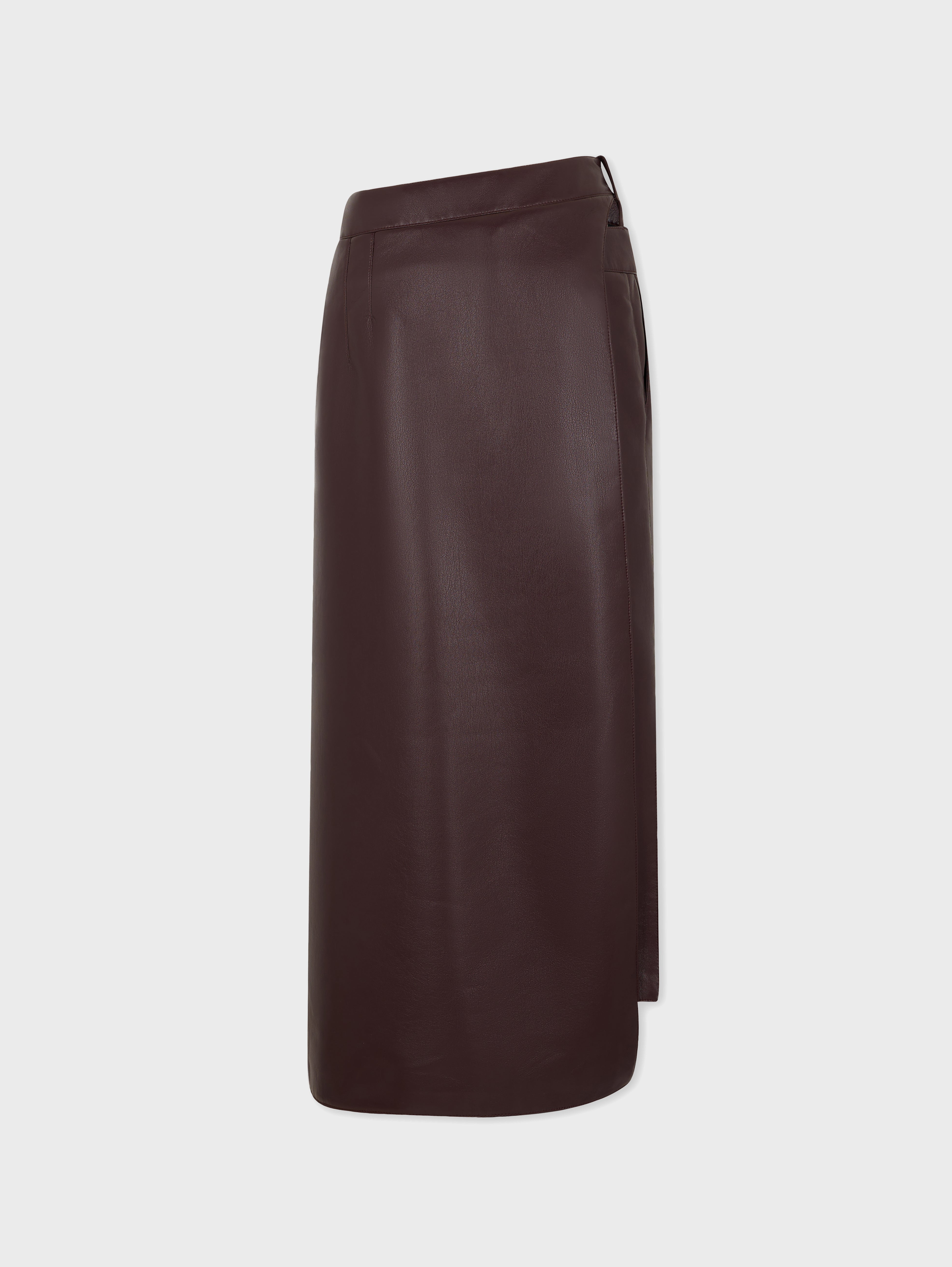 DOUBLE LAYER MIDI SKIRT IN FAKE LEATHER - 8