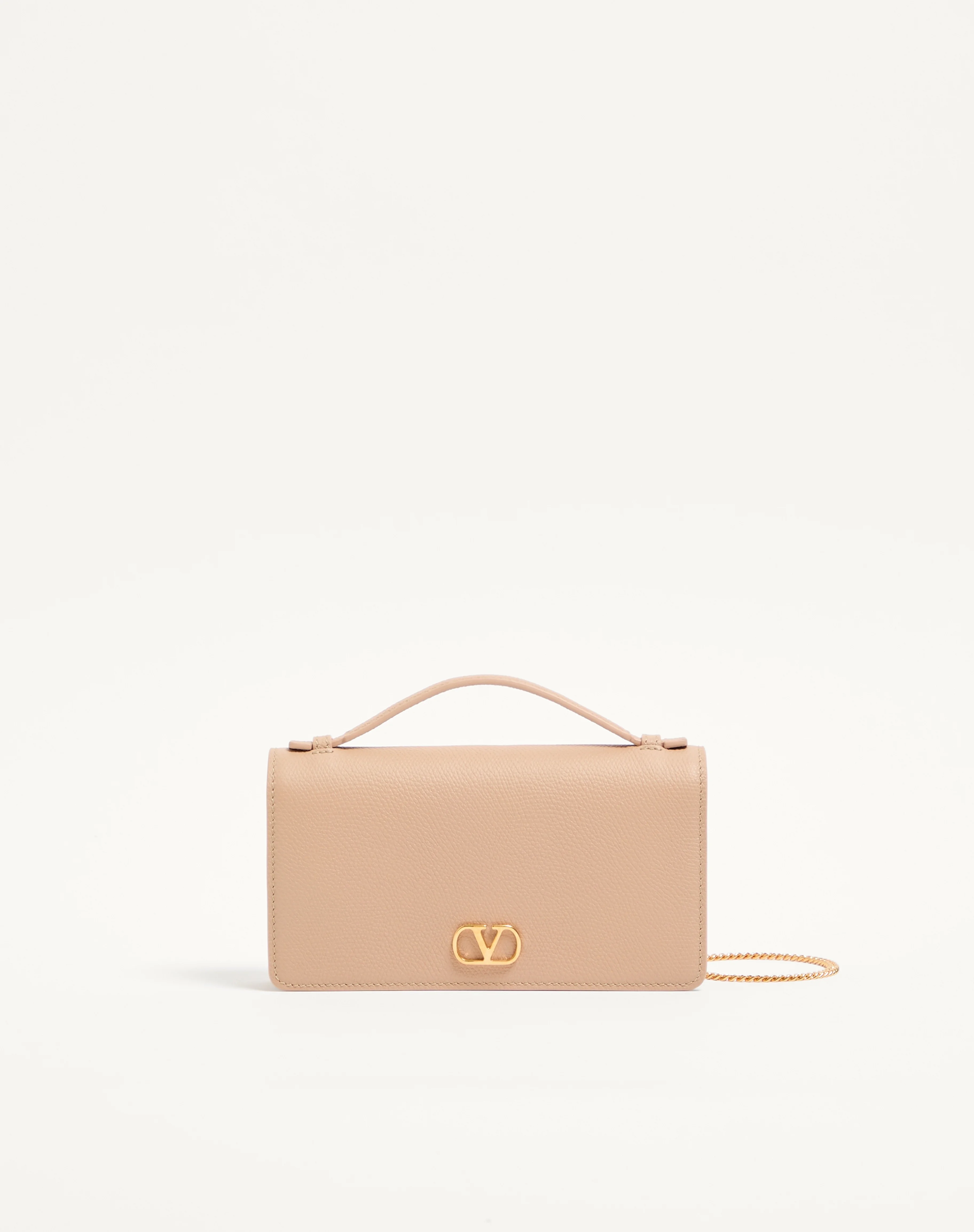 VLOGO SIGNATURE GRAINY CALFSKIN WALLET WITH CHAIN - 1
