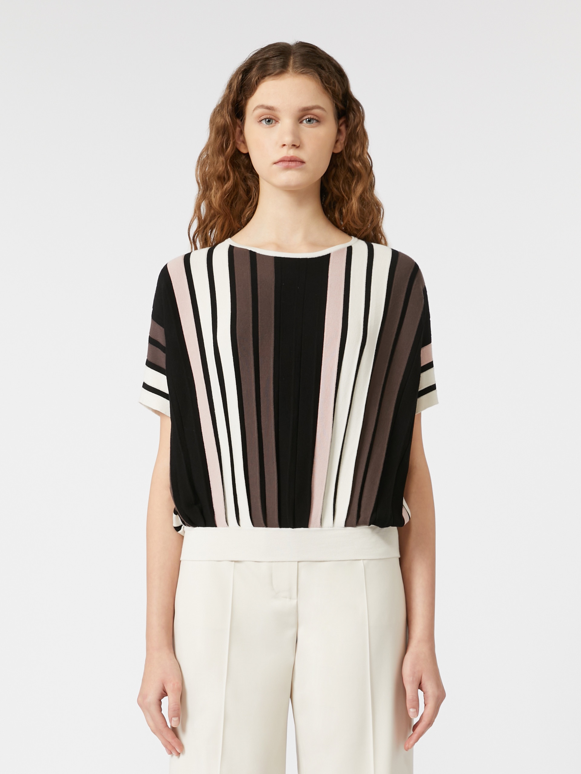 PEGOLA Plissé-pleated viscose yarn top - 3