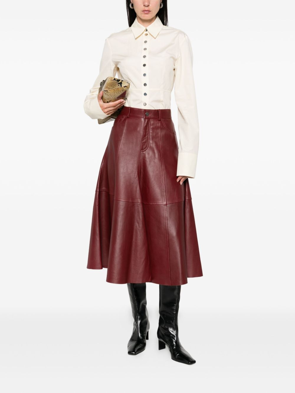A-line leather skirt - 2