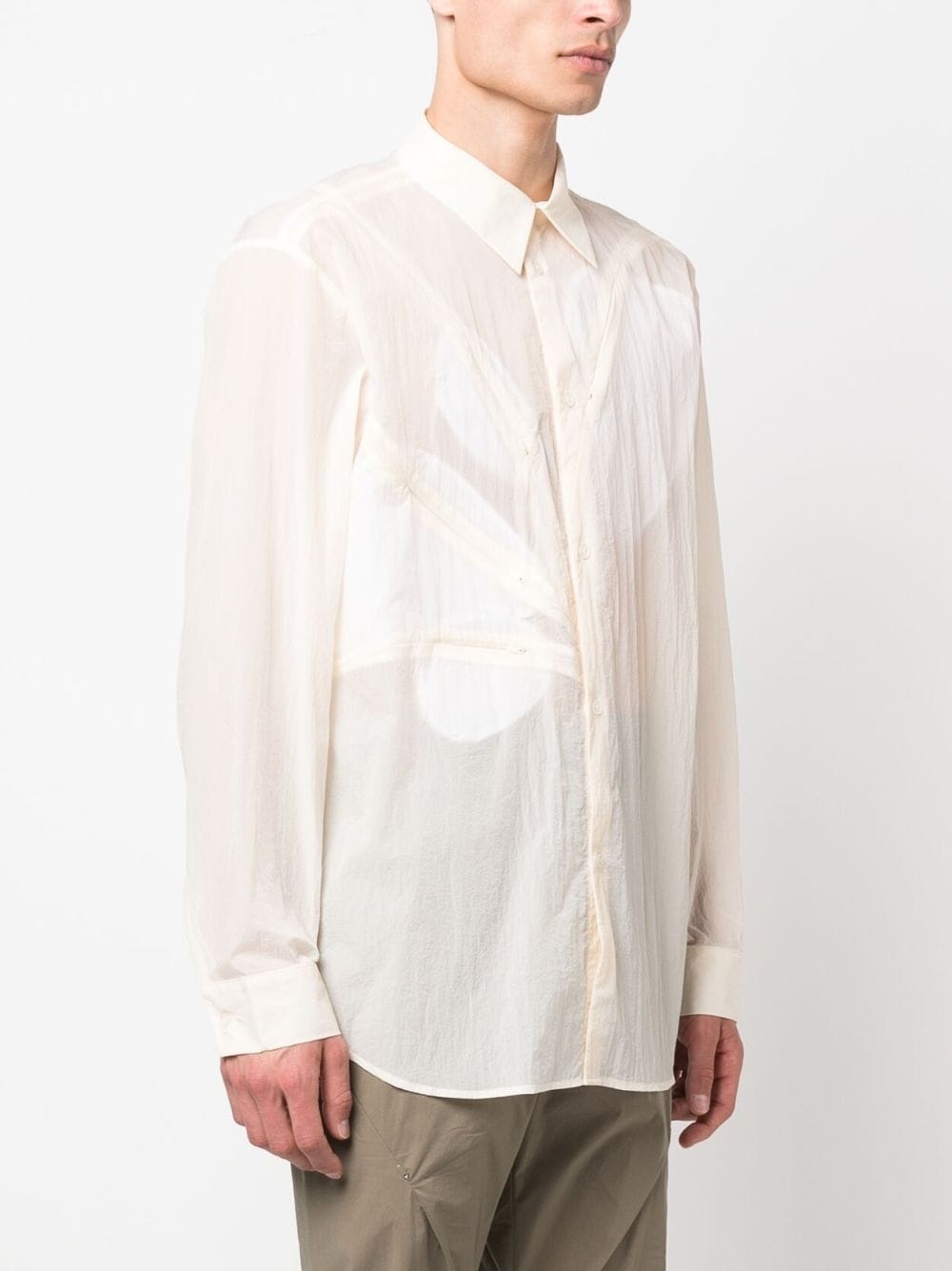 semi-sheer zip-pocket shirt - 3