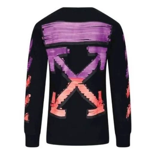 Off-White Mens Black Long-Sleeve Diagonal Striped OMAB001R21JER0031032 - 1
