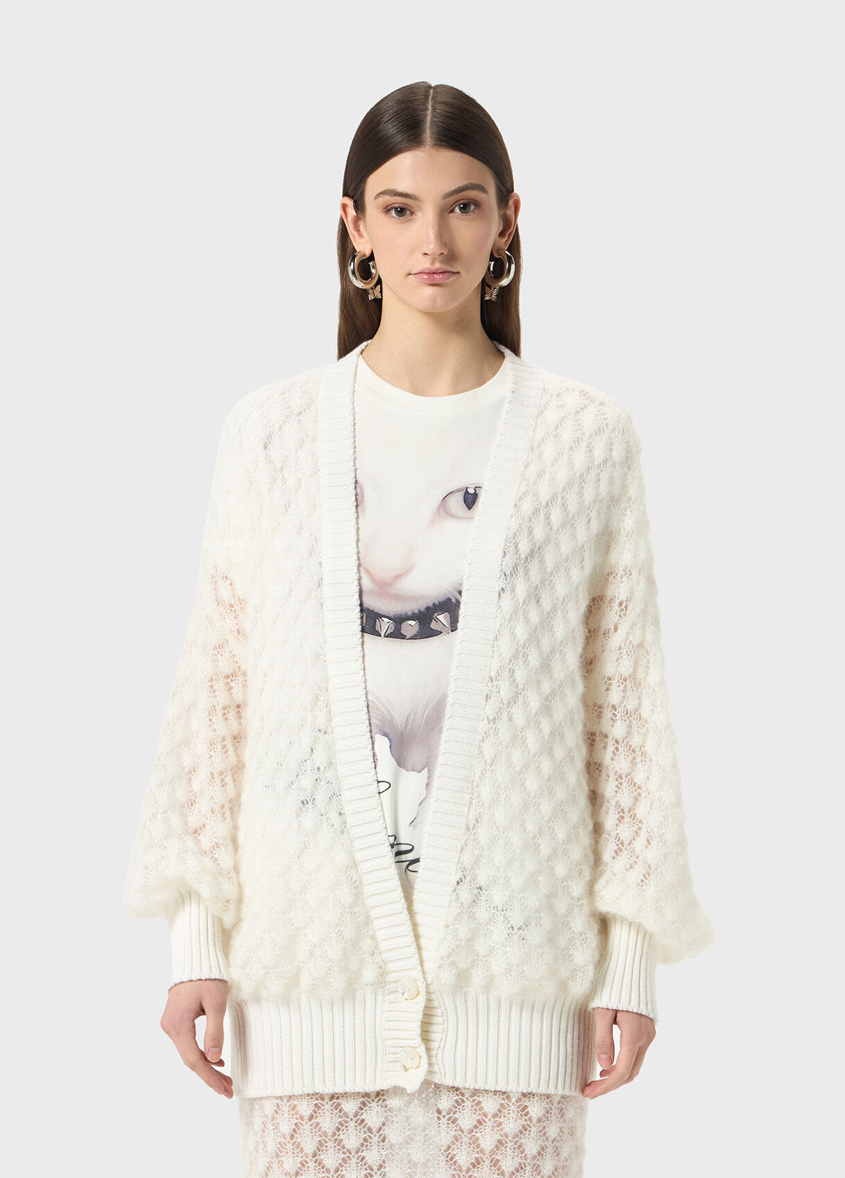 OVERSIZED OPENWORK KNIT CARDIGAN - 2