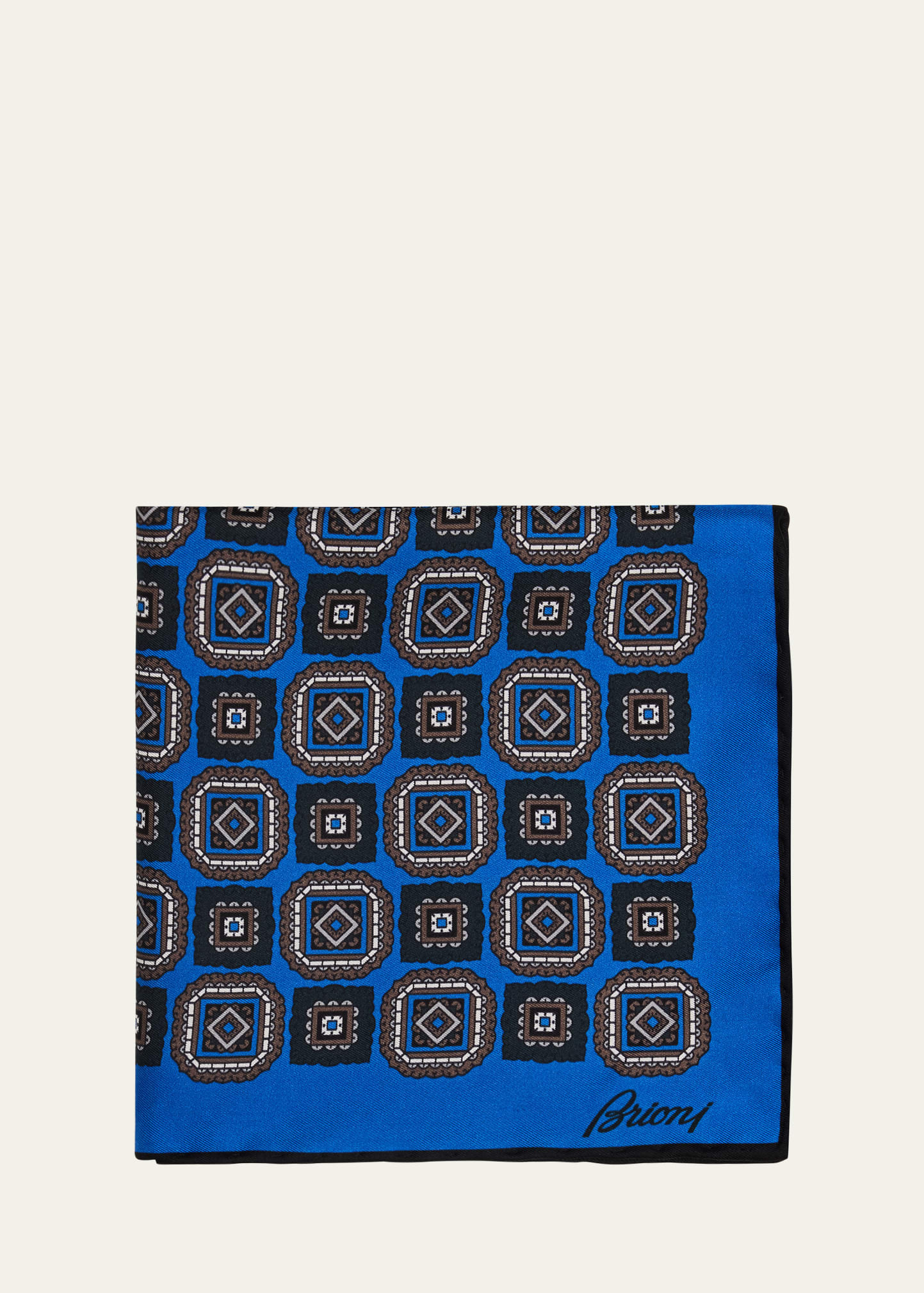 Men's Square Medallion Silk Pocket Square - 1