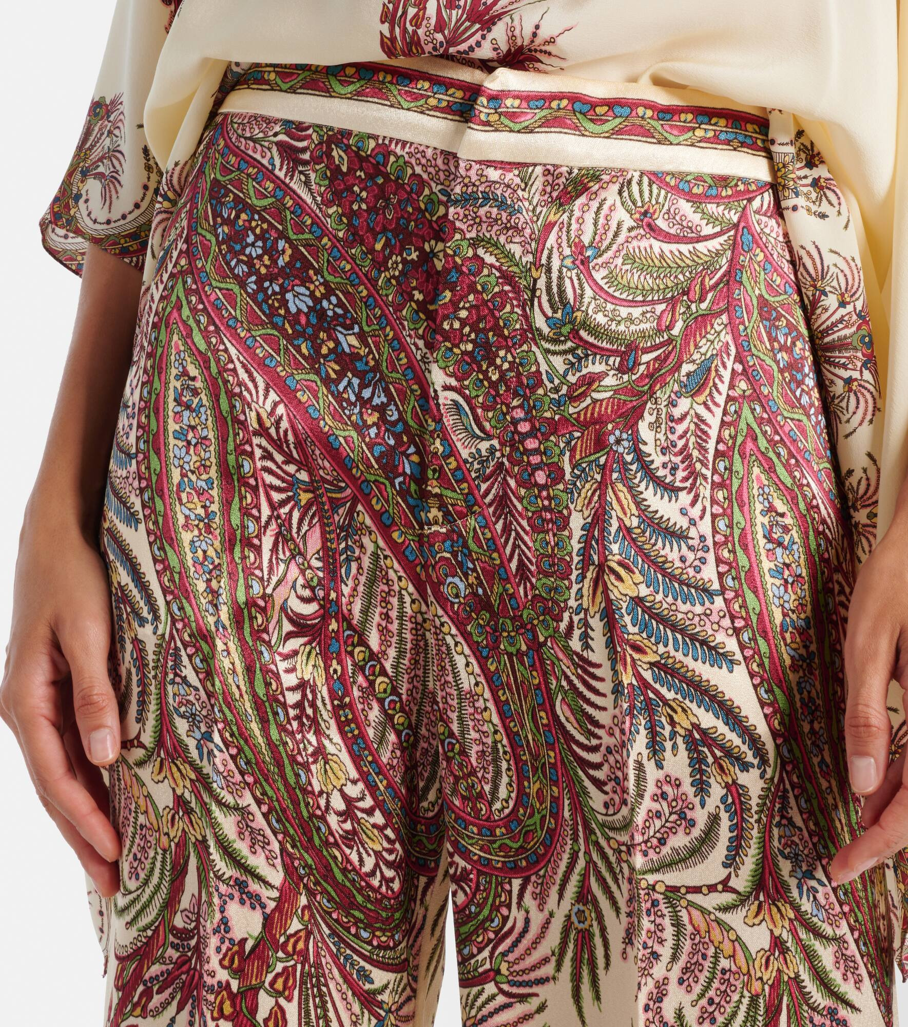 Paisley satin palazzo pants - 4
