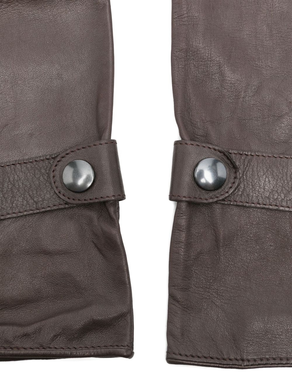 button-fastening leather gloves - 2