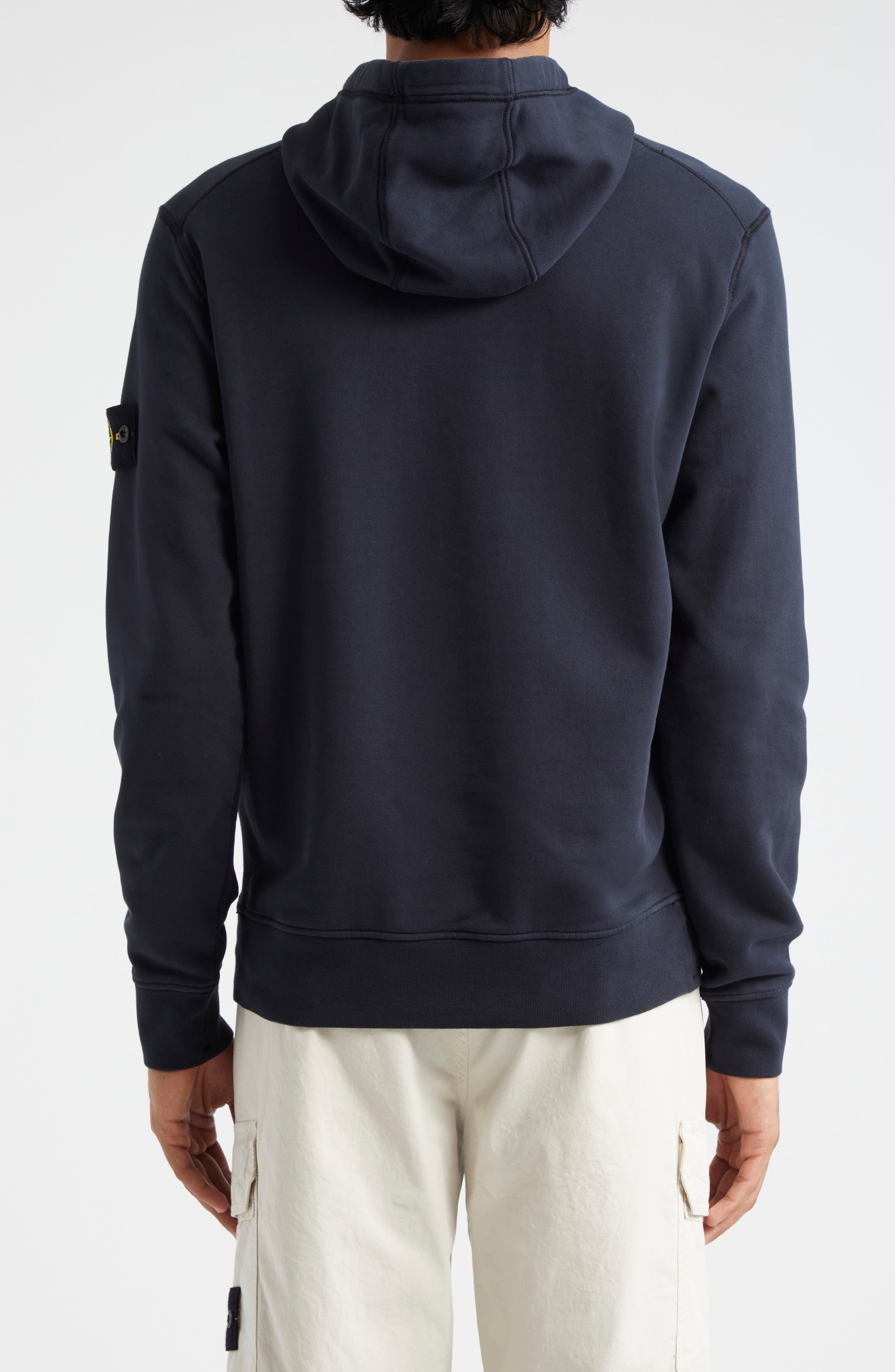 Stone Island Logo Patch Cotton Hoodie in Navy Blue at Nordstrom - 2