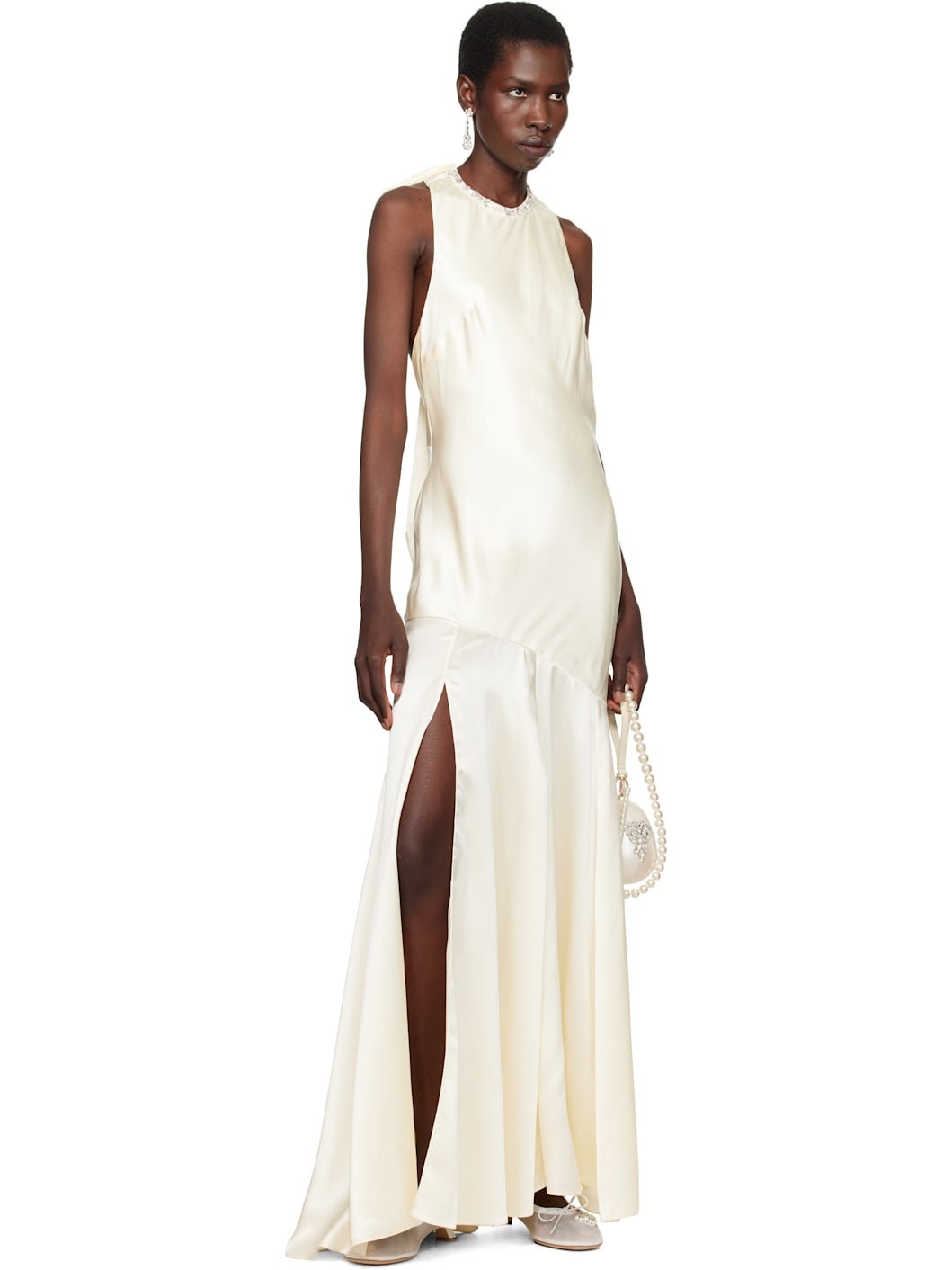 SSENSE Exclusive Bridal Capsule Silk Satin Bow Maxi Dress - 5