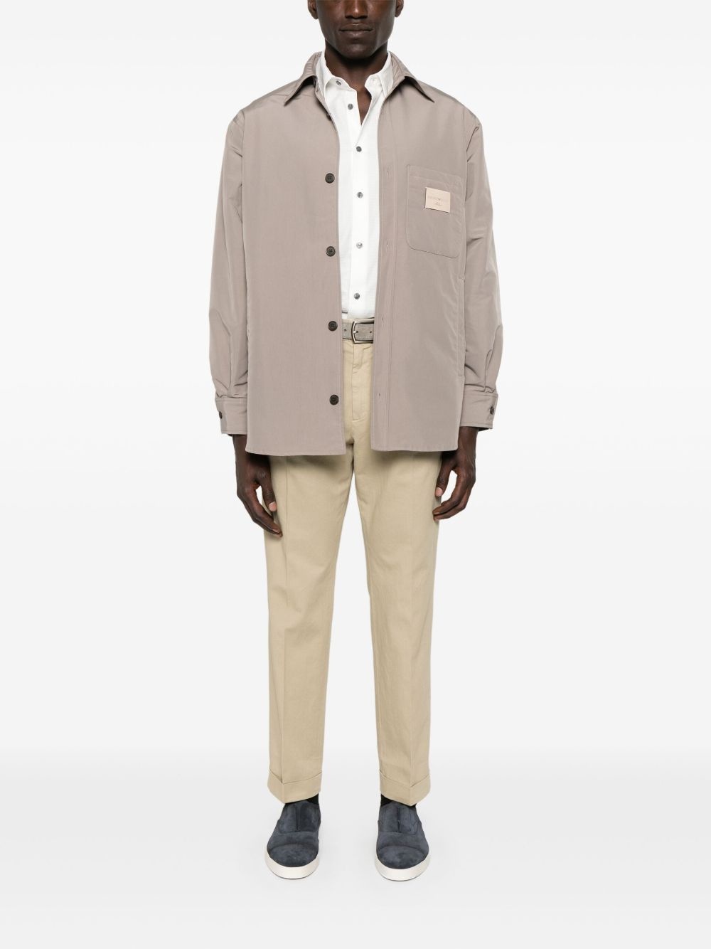 logo-patch shirt jacket - 2