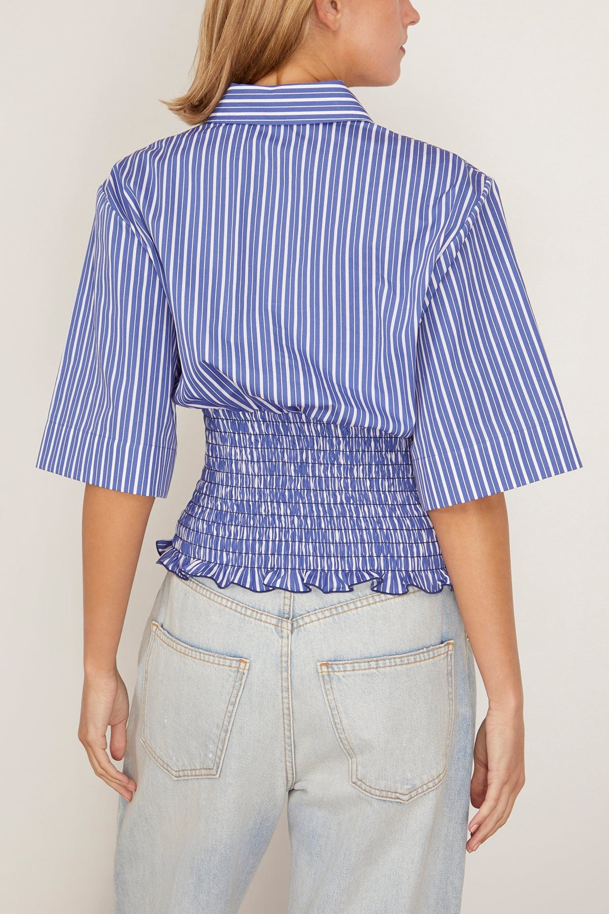 Harte Button Up Shirt in Navy Stripe - 4
